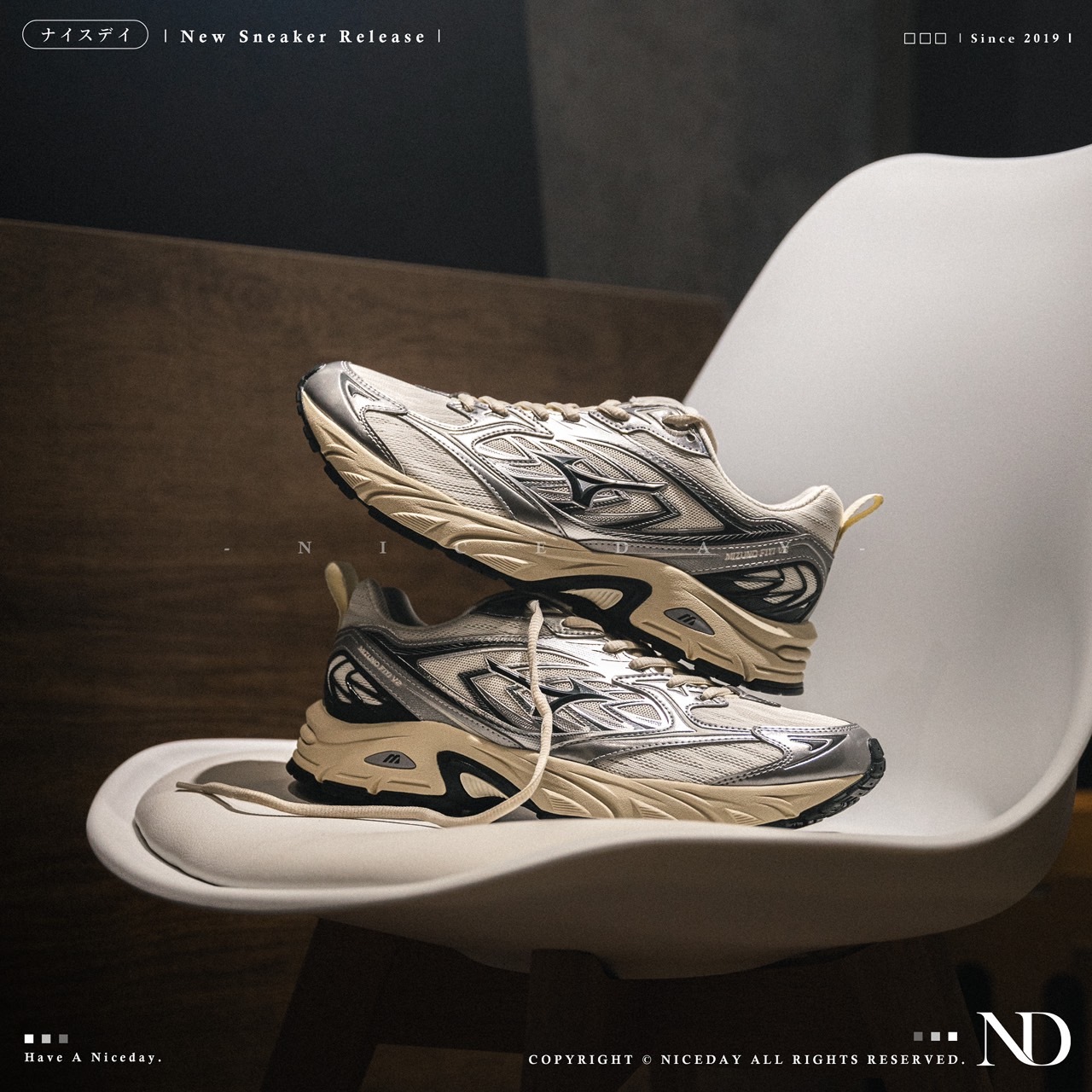NICEDAY 代購 Mizuno FIYI V2 灰銀 Y2k 復古 灰色 奶油 奶油灰 男女尺寸 D1GH241511