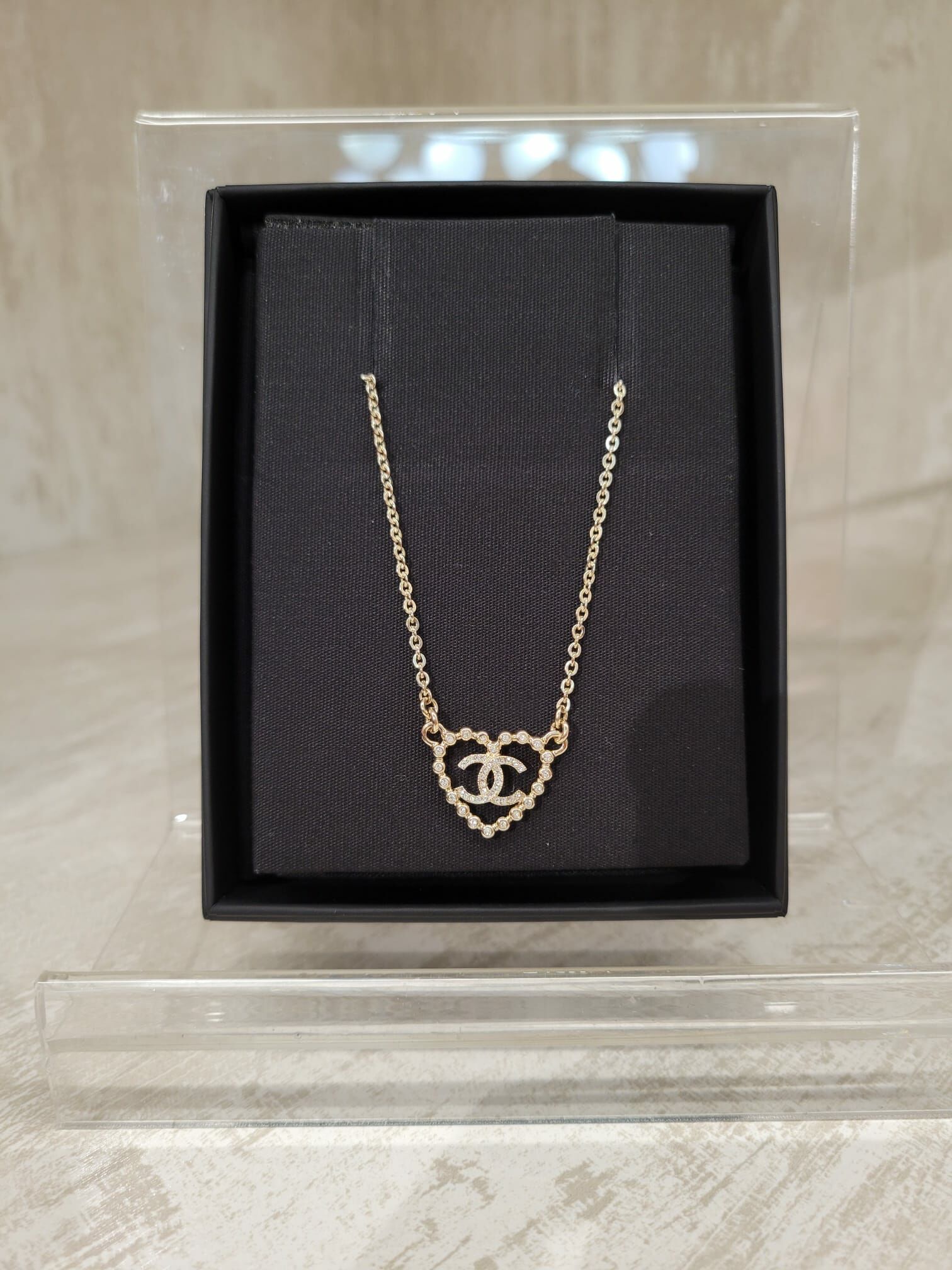 CHANEL ABF459 NECKLACE HEART WITH LOGO 40+6CM GOLD