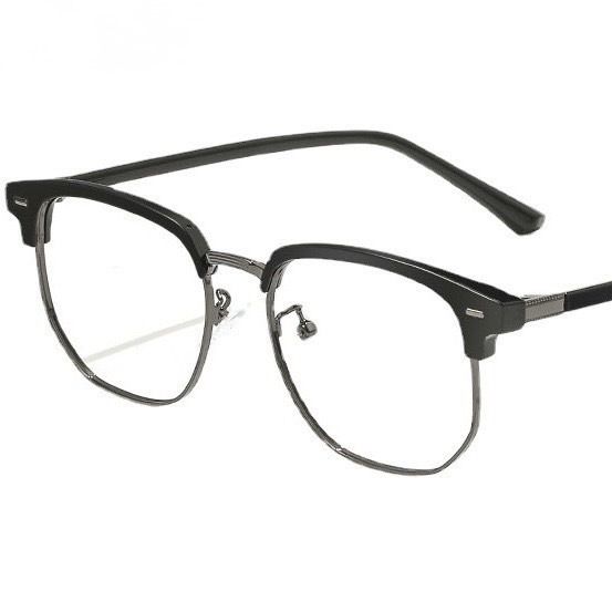 霸道總裁無邊黑色半框防藍光眼鏡（童錦程同款，買就送皮製眼鏡盒）