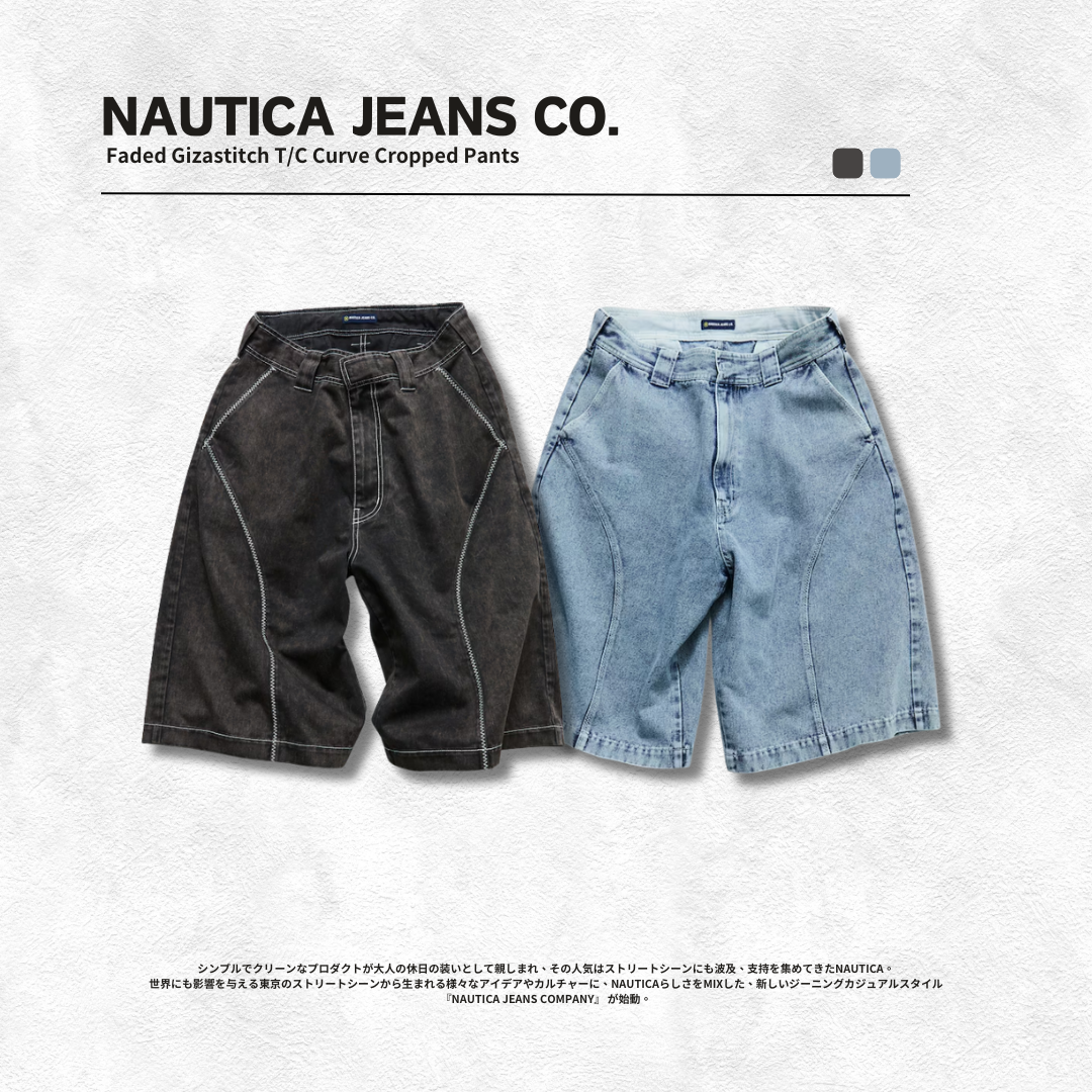 "代購" NAUTICA JEANS CO. Faded Gizastitch T/C Curve Cropped Pants