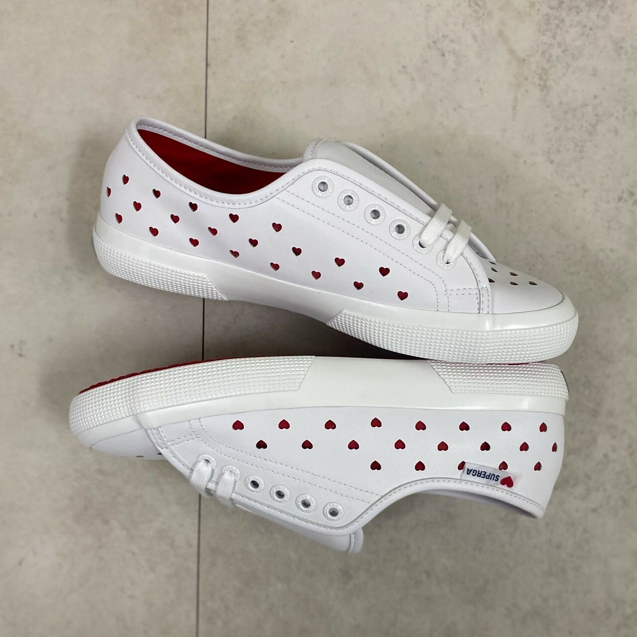 SUPERGA 女鞋休閒鞋 3750 情人節限定款滿版愛心 輕量系列  白紅 S3134LW-AB7