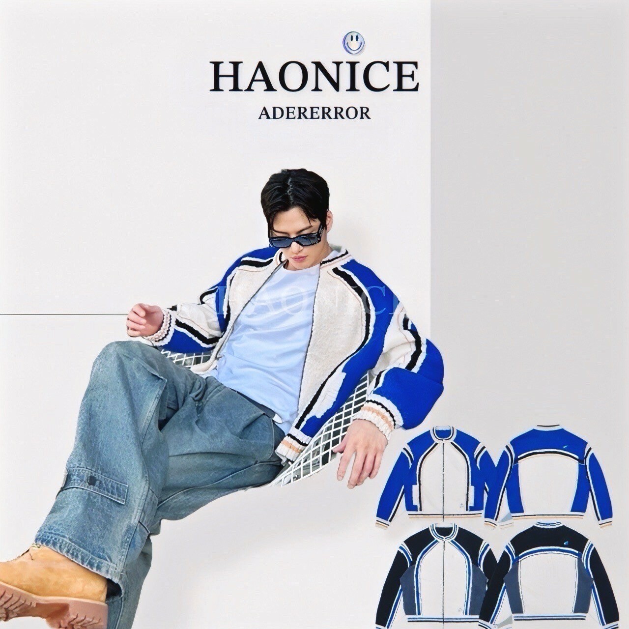 【HAO NICE 】韓國🇰🇷潮流 ADER ERROR KKK 24SS 秋冬新款眾明星同款 Alieb 針織樣式細節🈵🈵 拼接多配色長袖 針織外套