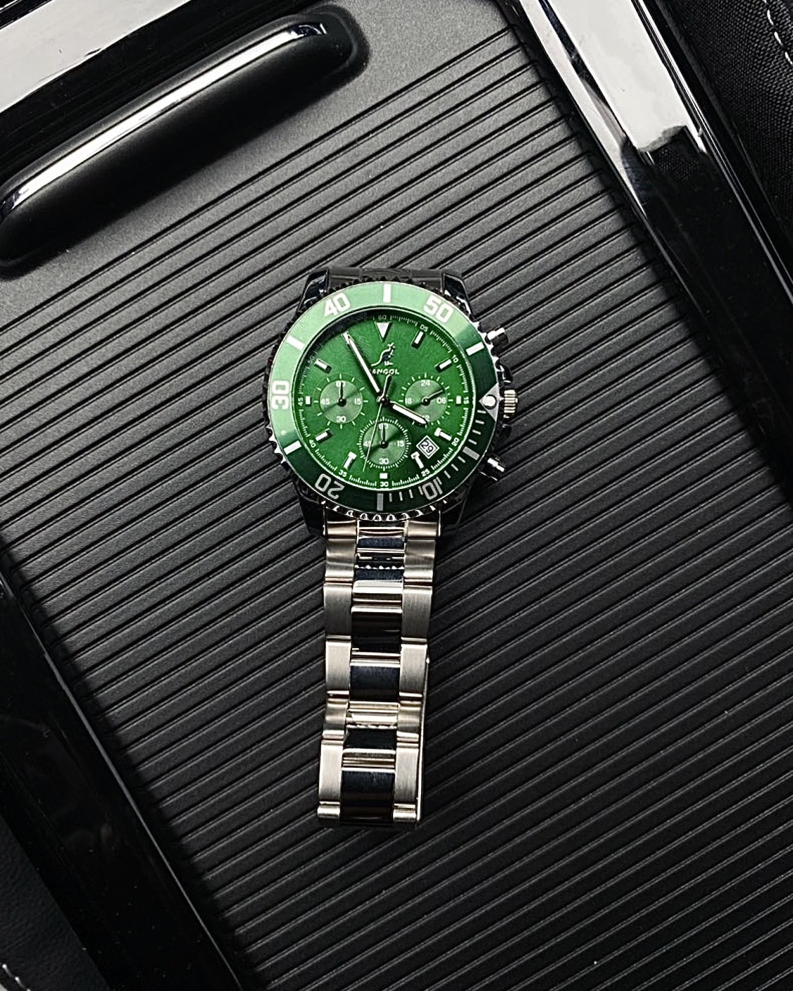 <單支免運🚚>KANGOL 手錶 金屬錶帶 石英機芯 高級 黑水鬼 綠水鬼