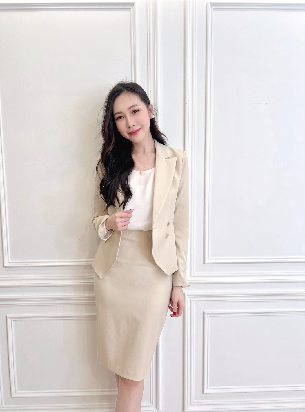 (職場必備)雙排金釦劍擺西裝套裝