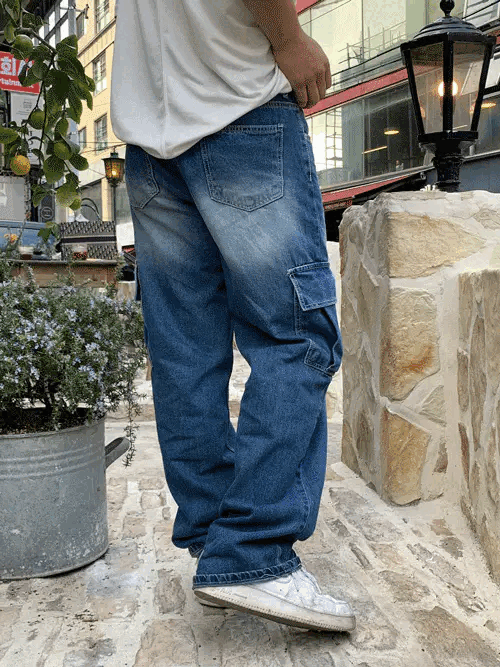 (韓國獨家特價)Bro工裝牛仔褲