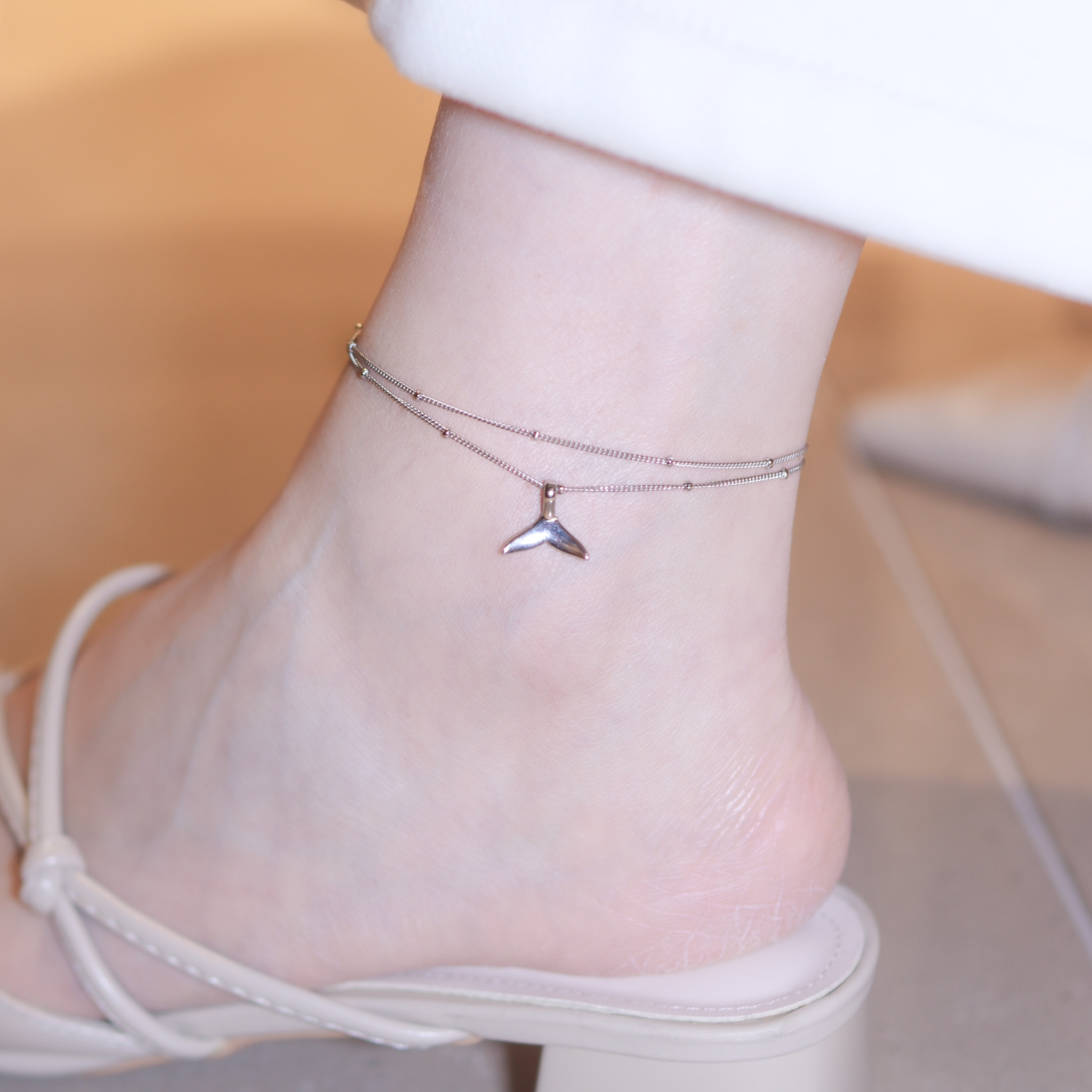 | 925純銀丨勇氣魚尾雙層腳鏈 | AN0121 |