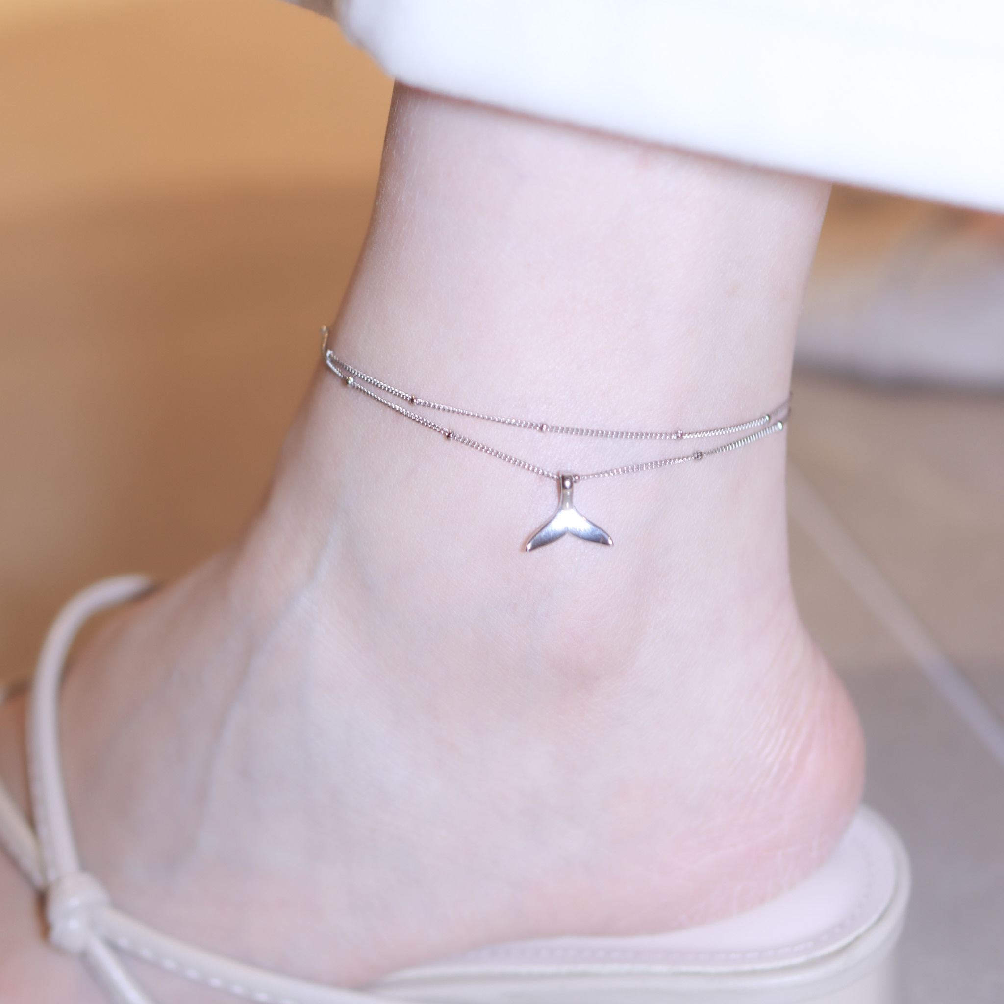 | 925純銀丨勇氣魚尾雙層腳鏈 | AN0121 |