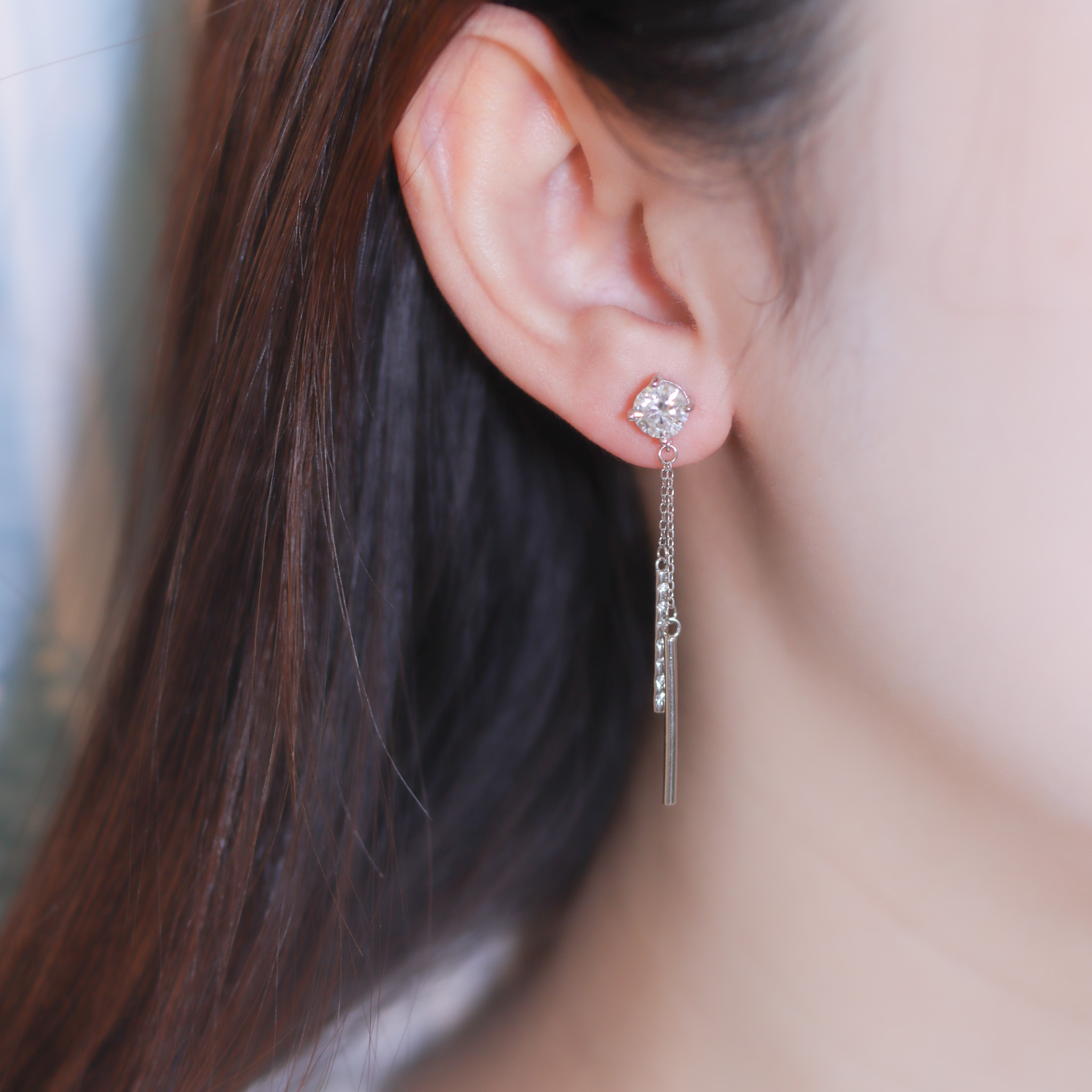 | 925純銀・莫桑石 | 無盡小精靈耳環 | EA0909 |