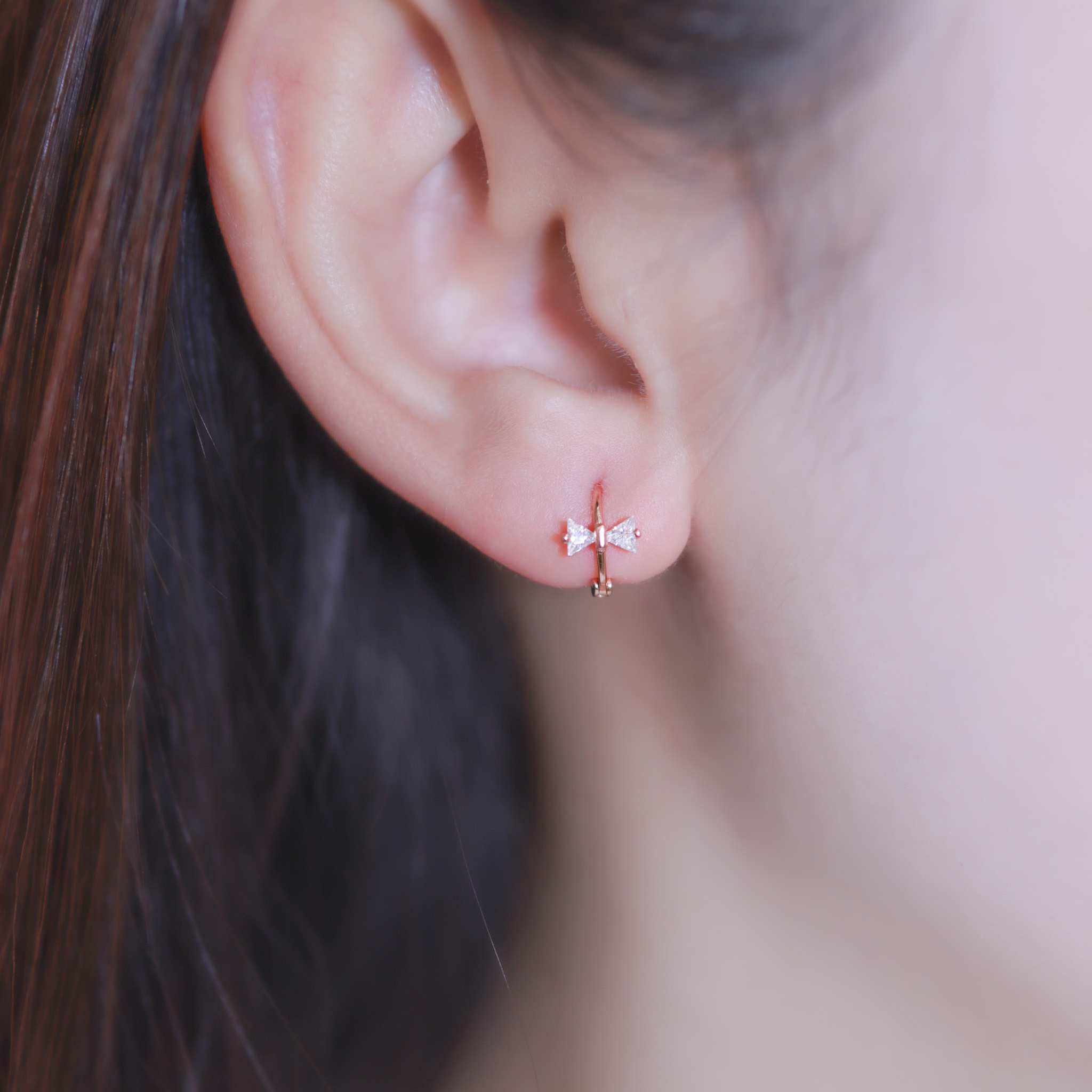 | 925純銀・白金・玫瑰金 | 小許願結耳環 (銀/玫瑰金) | EA0913 |