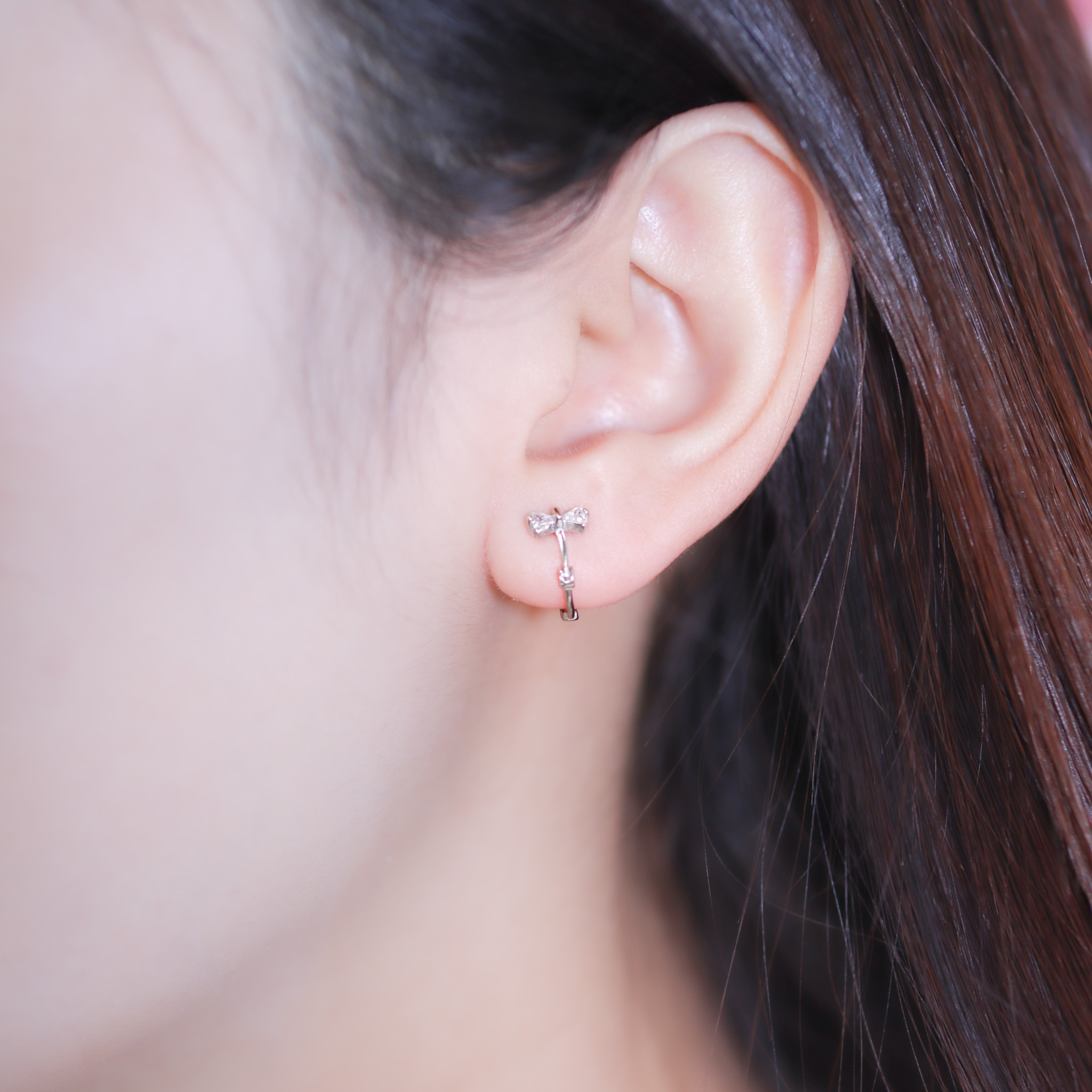 | 925純銀・白金・玫瑰金 | 小許願結耳環 (銀/玫瑰金) | EA0913 |