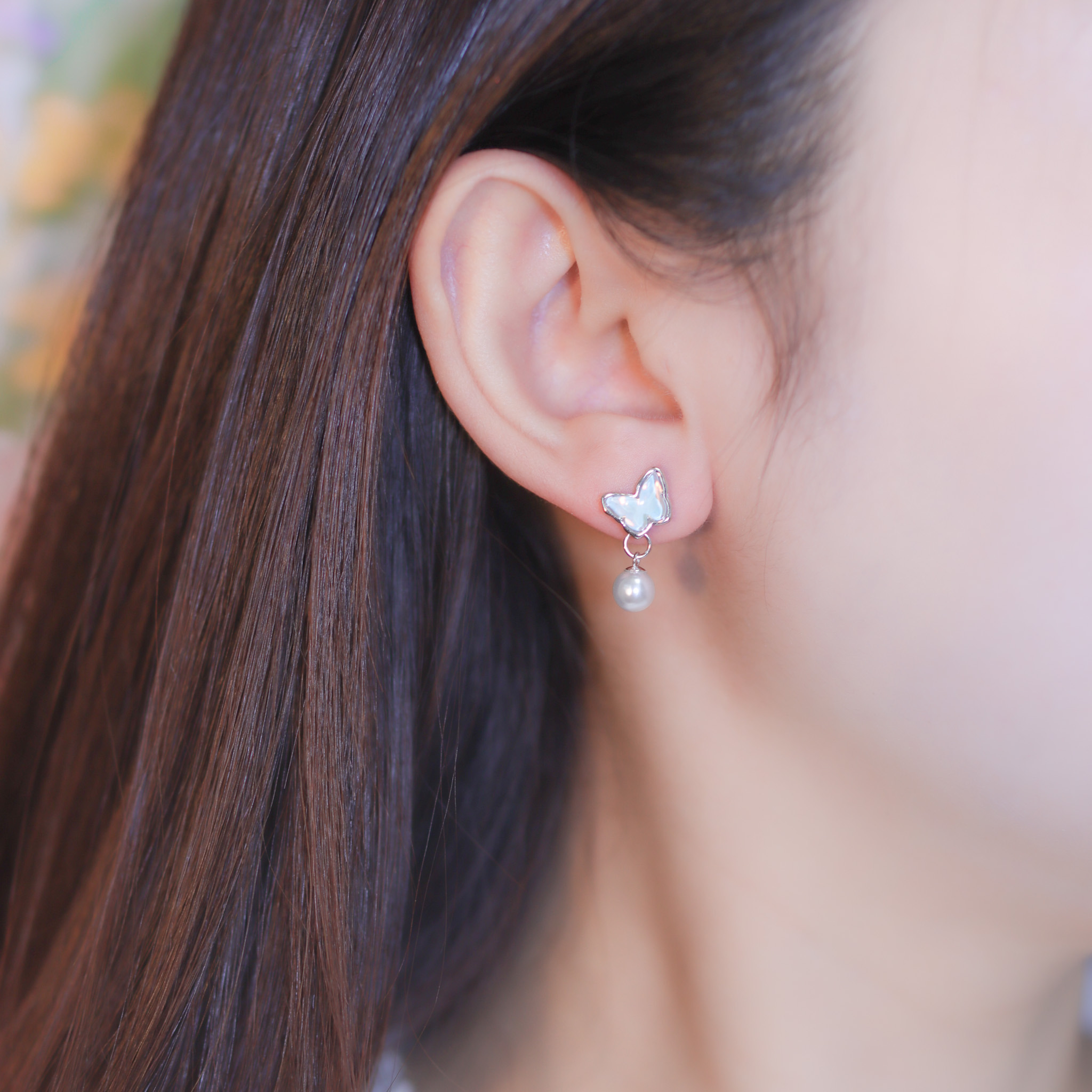 | 999足銀・白金・珍珠 | 珍貴蝶夢成真耳環 | EA0889 |