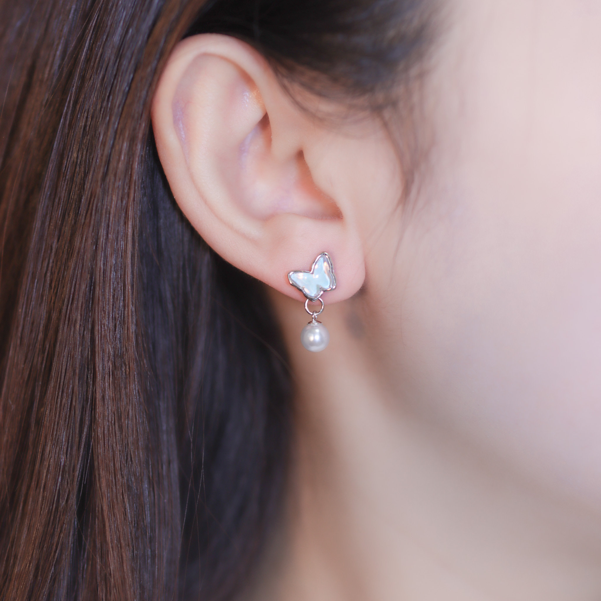 | 999足銀・白金・珍珠 | 珍貴蝶夢成真耳環 | EA0889 |