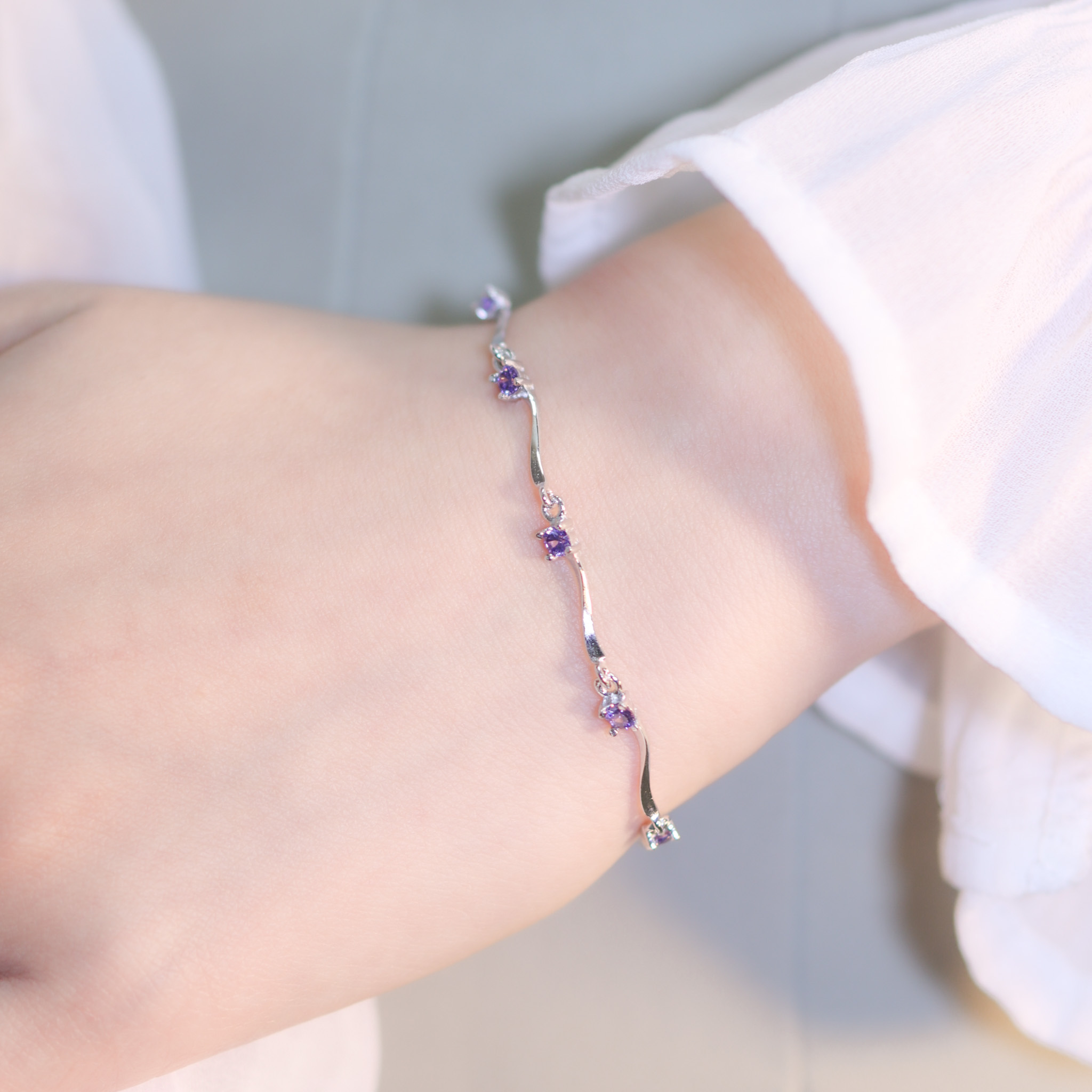 | 925純銀・白金  | 轉身是閃耀軟手鐲 （白色 / 紫色） | BR1279 |