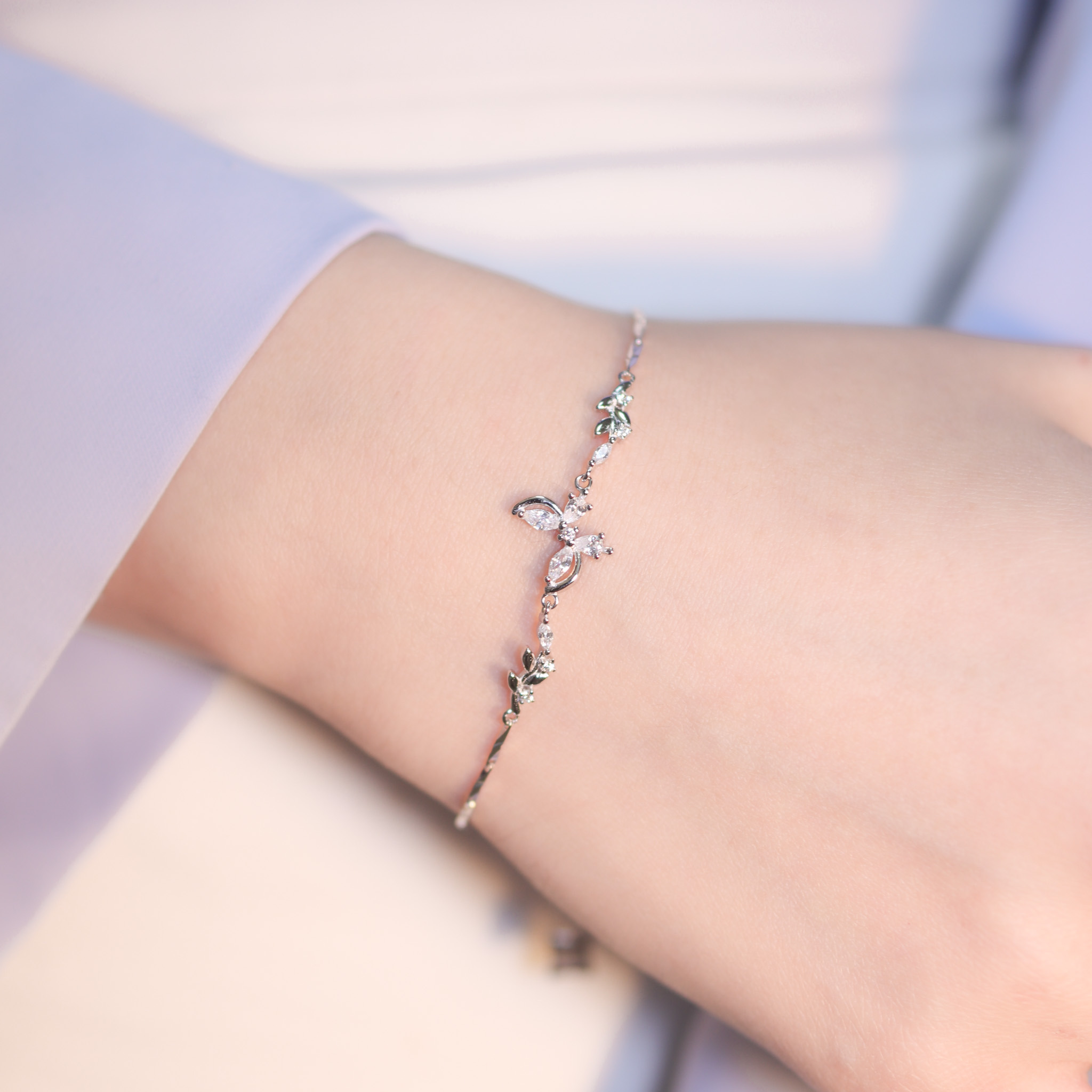 | 925純銀・白金 | 蝶願順遂軟手鐲 | BR1265 |