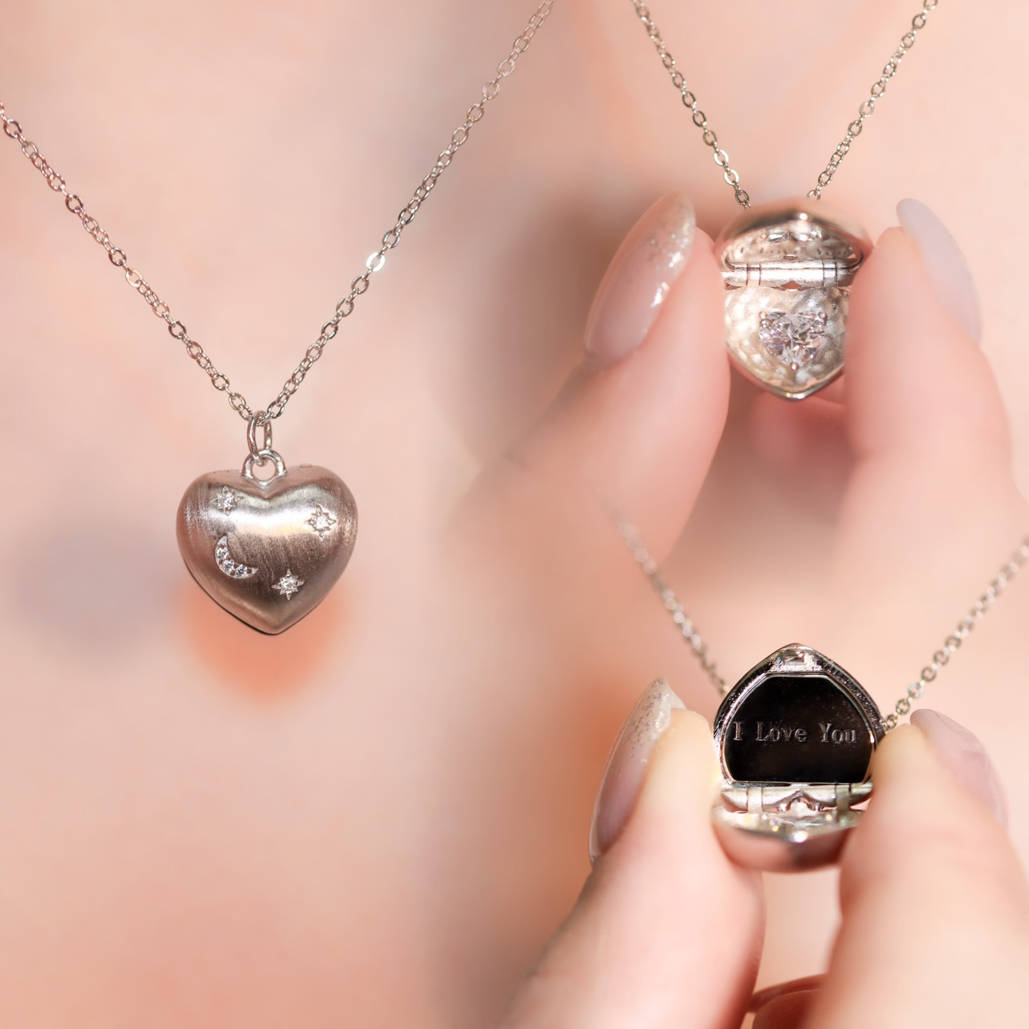 | 925純銀・白金 | 愛意收藏匣項鍊（可刻字） | NE1316 |