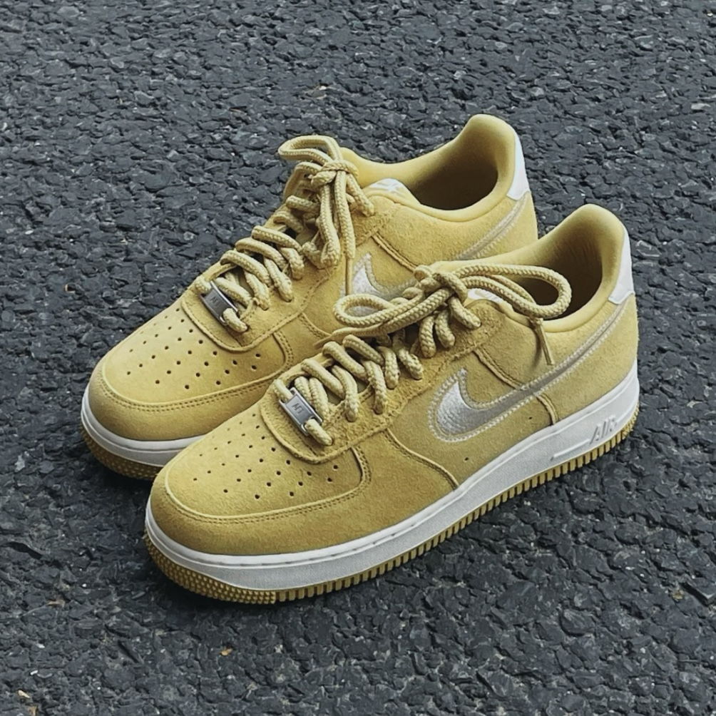 Nike Air Force 1 Low Buff Gold 奶黃色 芥黃 復古 麂皮 AF1 低筒休閒鞋