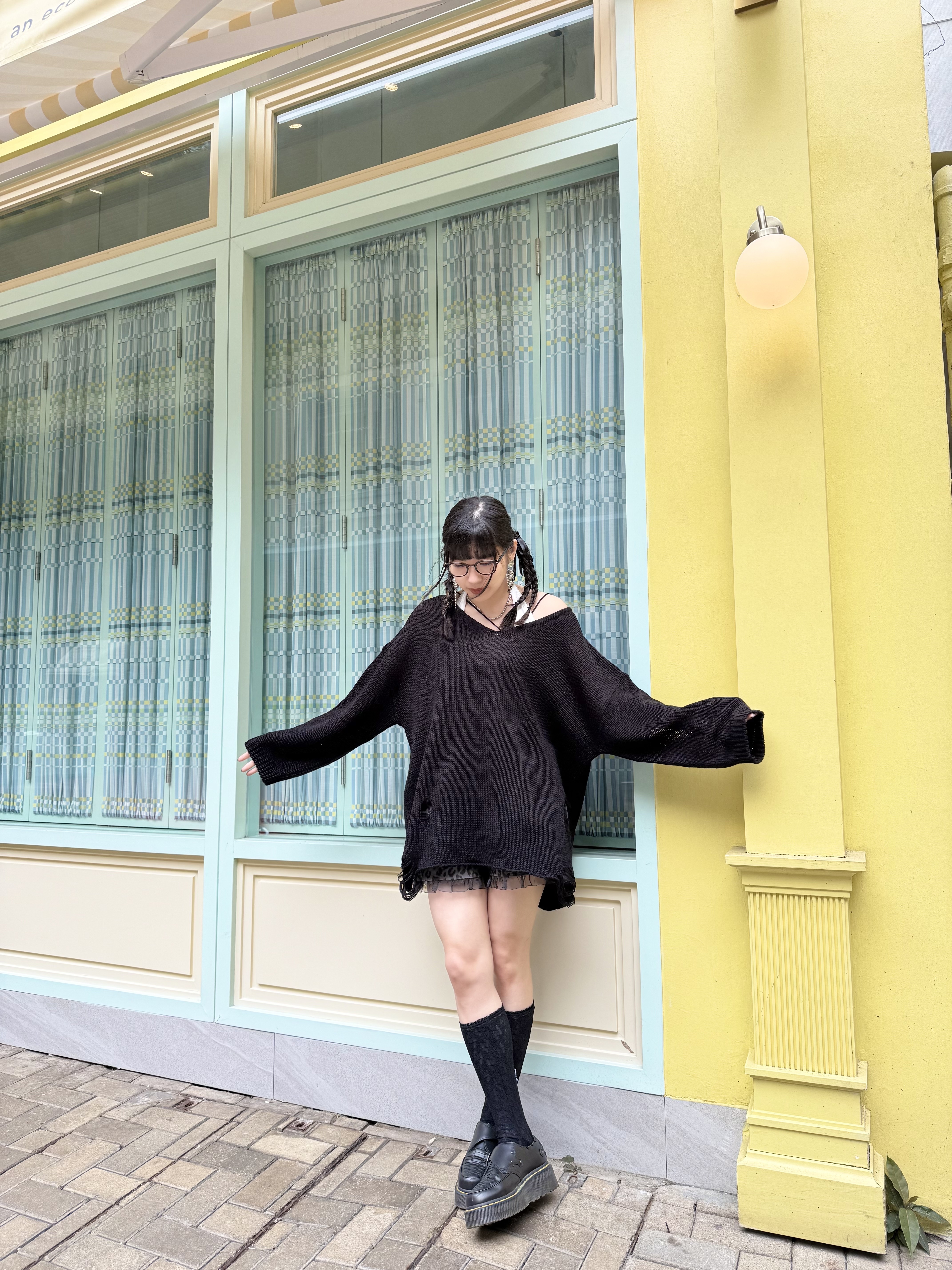 大V針織爛洞洞TOP