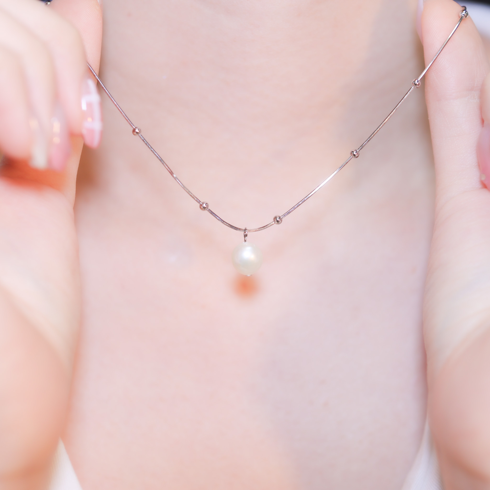 | 925純銀・白金・珍珠 | 小珍貴項鍊 | NE1313 |