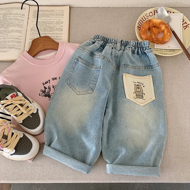 小熊口袋牛仔褲