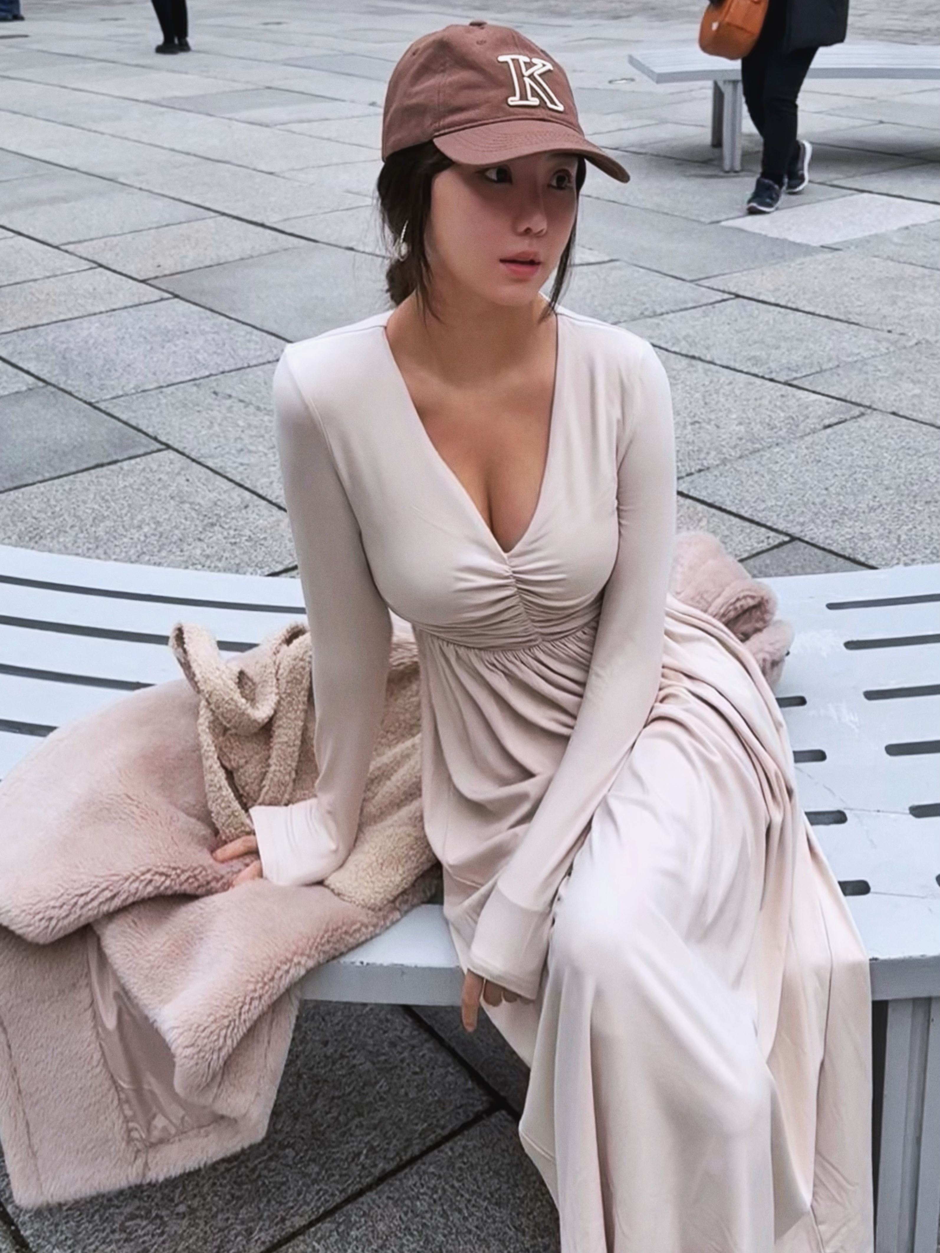 Blissful 柔光歲月 抓皺棉質長袖洋裝