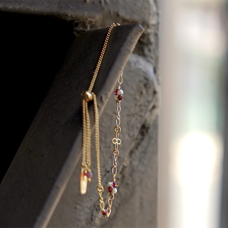 《嘉義意象》配天宮 • 牡丹花祝福 – 珍珠石榴石 – 手鍊