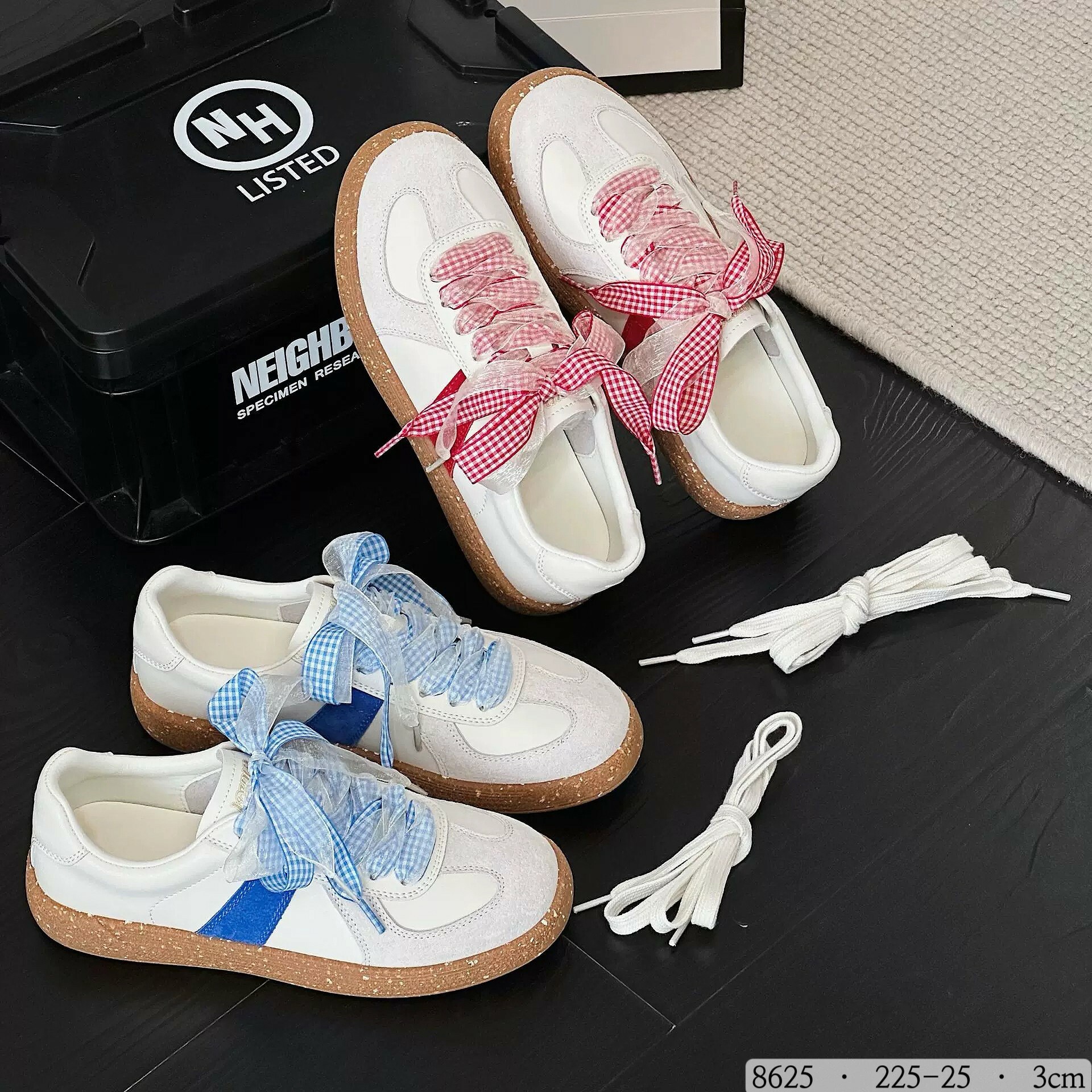 8625韓國真皮雙色蕾絲鞋帶德訓鞋