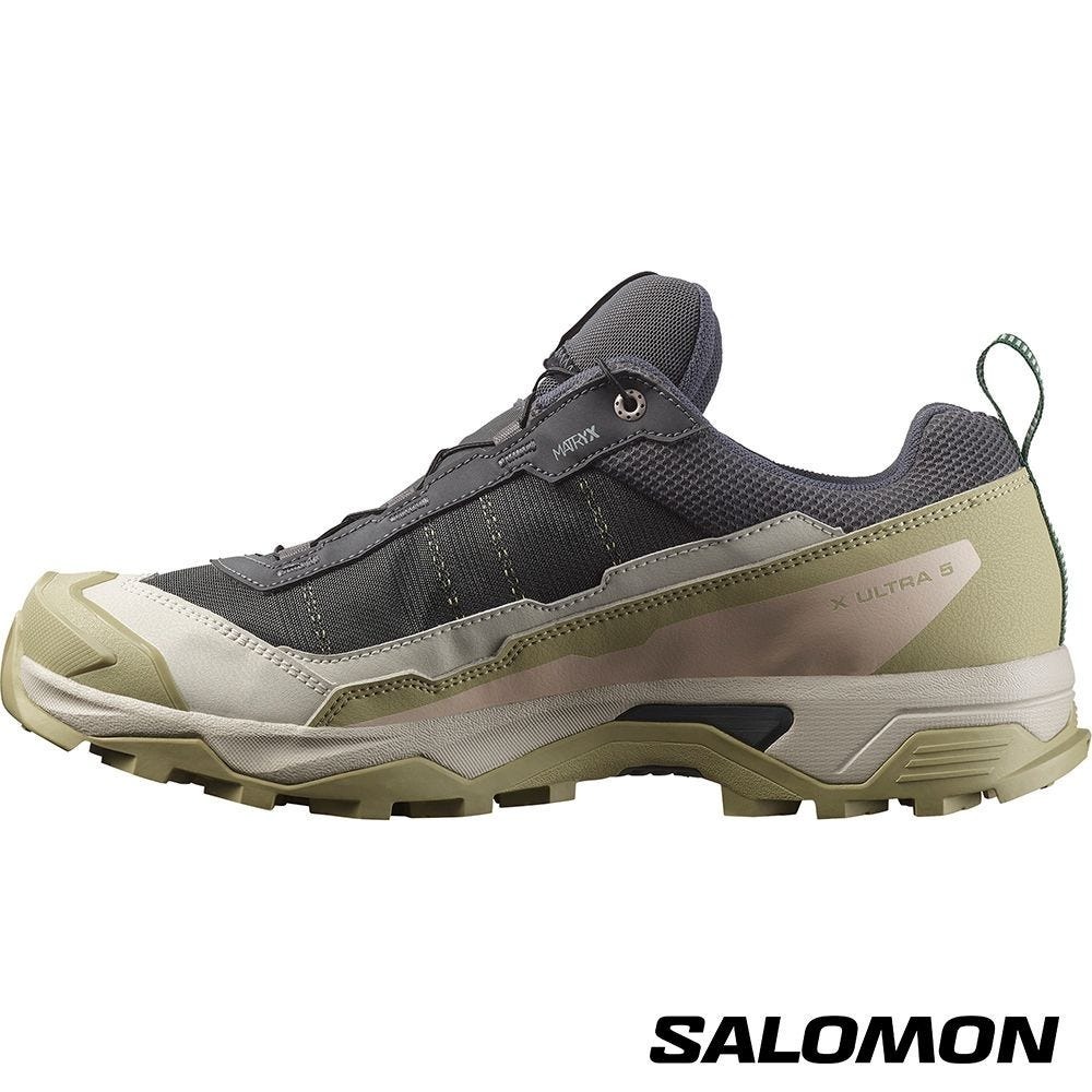 【SALOMON】男 X ULTRA 5 Goretex 低筒登山鞋 瀝灰/灰綠/伊甸綠 / L47725400