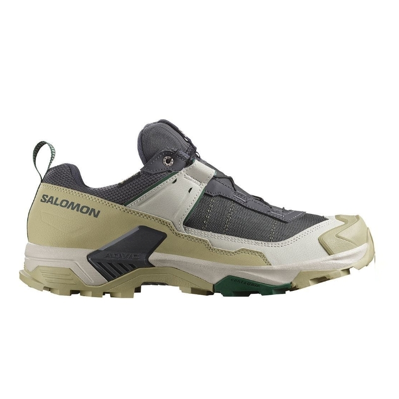 【SALOMON】男 X ULTRA 5 Goretex 低筒登山鞋 瀝灰/灰綠/伊甸綠 / L47725400