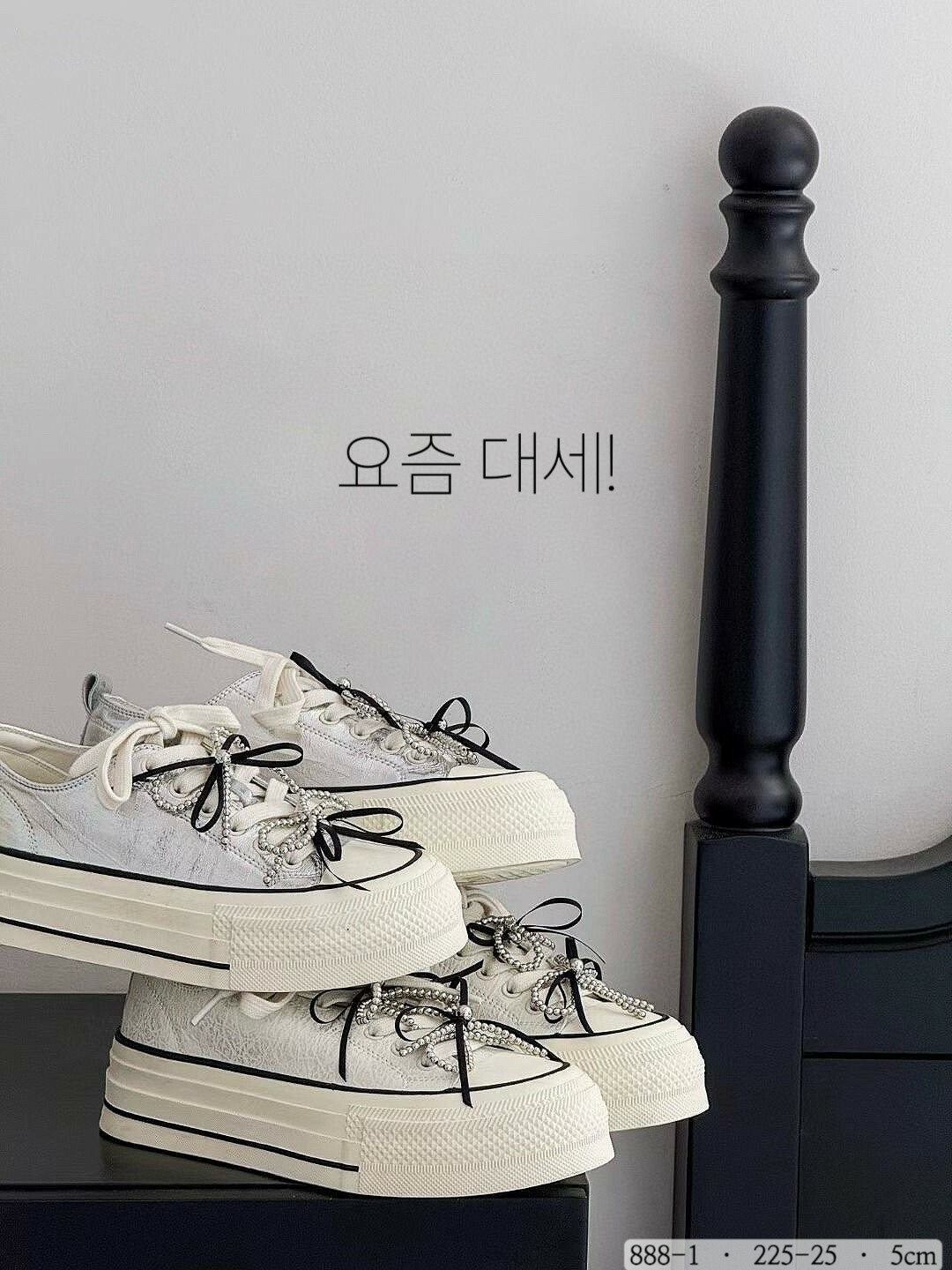 888-1韓國甜美蝴蝶結真皮厚底鞋