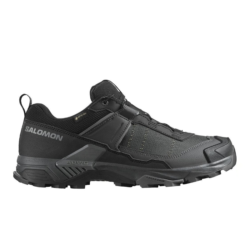【SALOMON】男 X ULTRA 5 Goretex 低筒登山鞋 寬楦 黑/瀝灰/堡岩灰 / L47727400