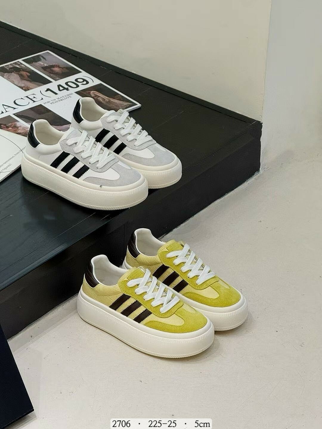 2706韓國真皮拼接厚底德訓鞋