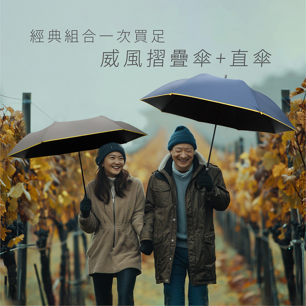 【經典組合】 威風折傘搭配大顯威風直傘 1+1可以直享兩入組優惠價