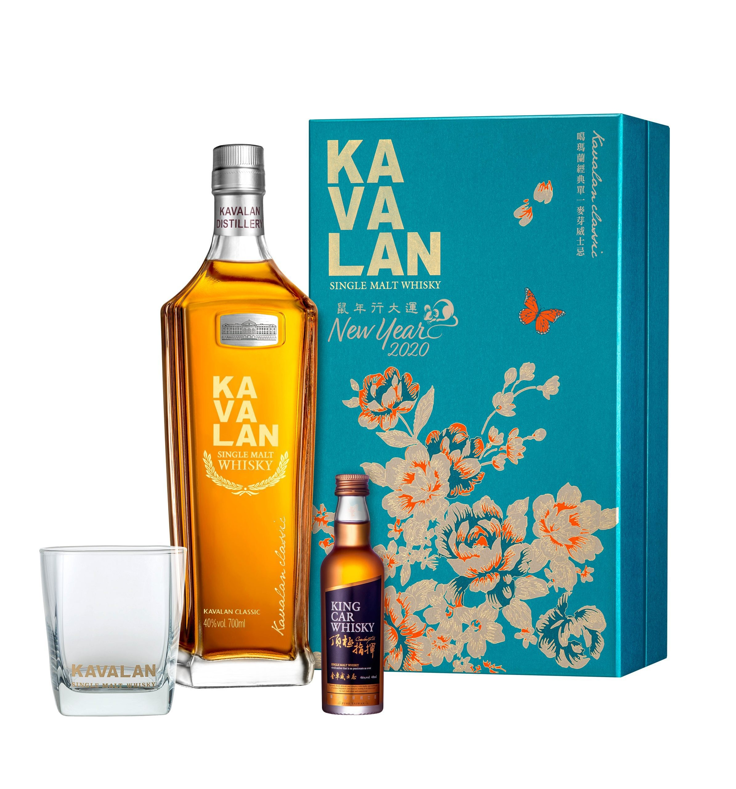 Kavalan Classic Single Malt Whisky 2020 Chinese New Year Gift Set 700mL +50mL + Glasses