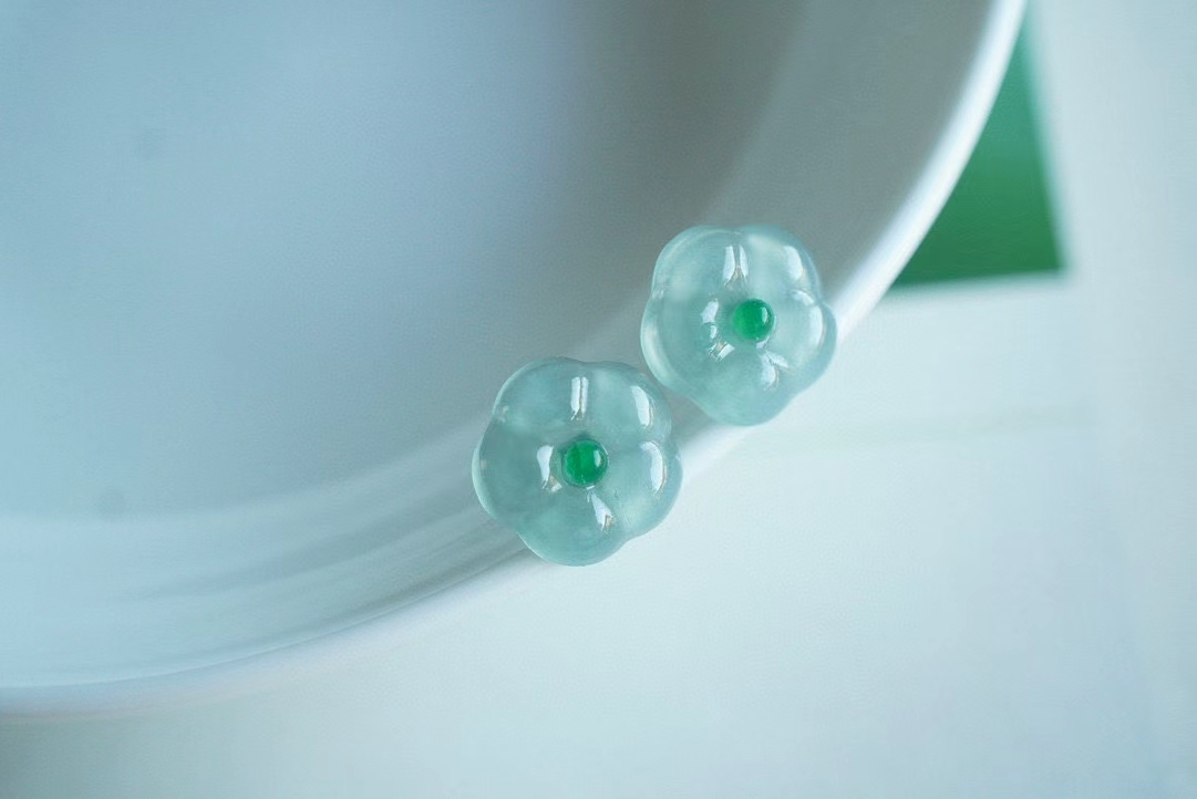 121819 翡翠冰藍耳釘