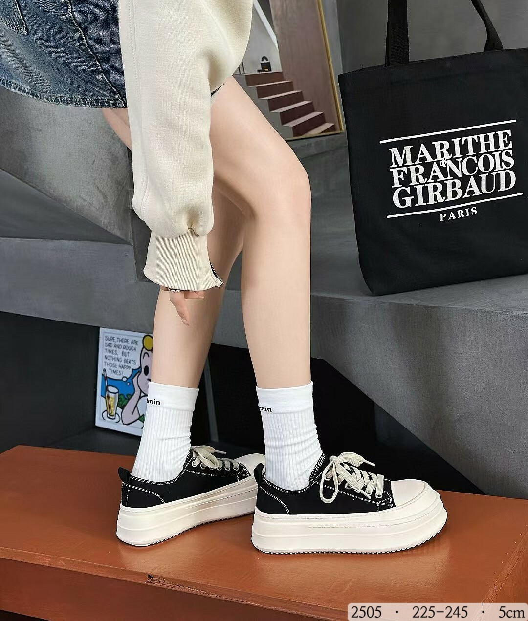 2505韓國甜美厚底鬆糕帆布鞋