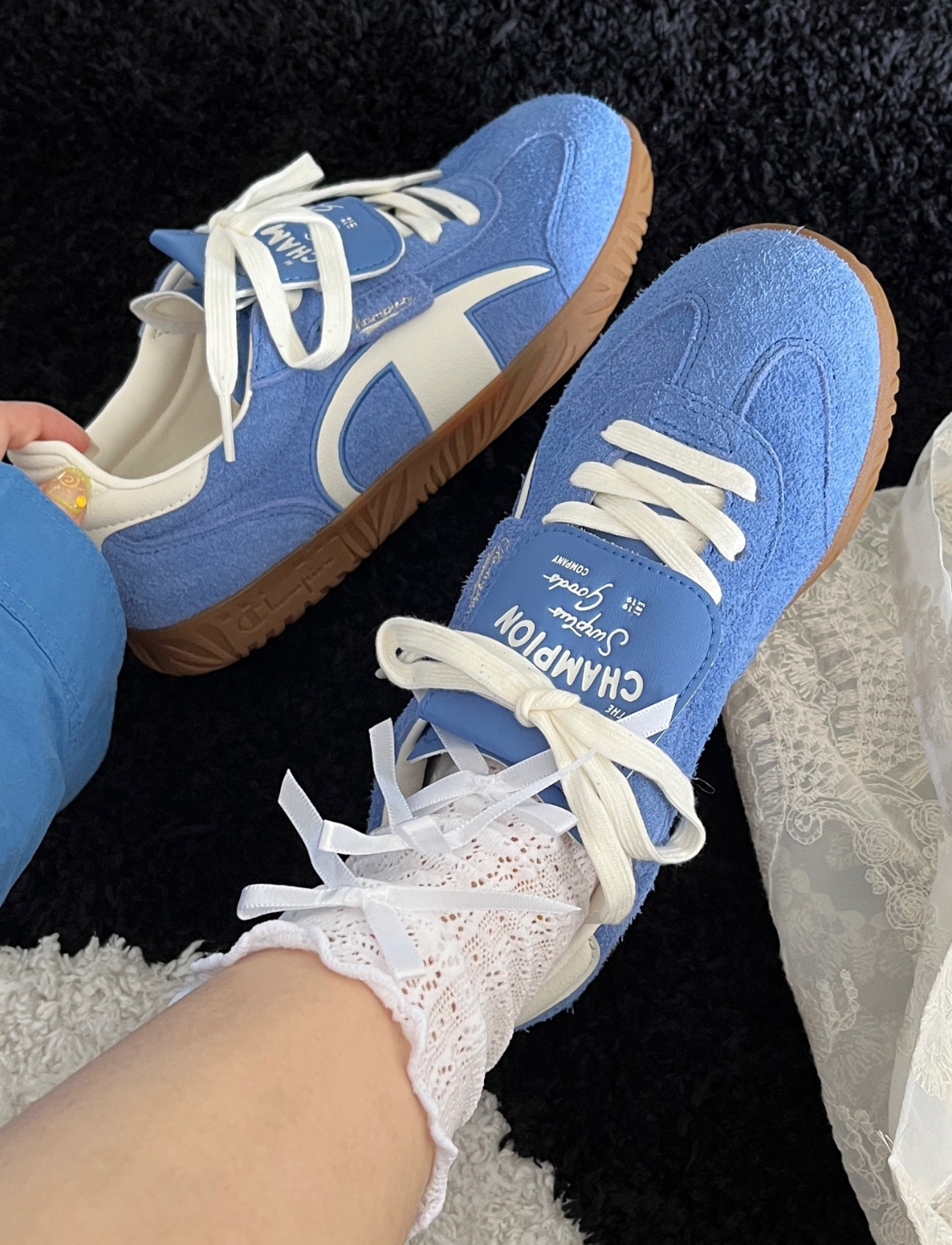 Champion Champ T-trainer 藍白色 翻蓋鞋舌 學院風 皮革 復古 德訓鞋 板鞋 U4CFCTW14M1/預購