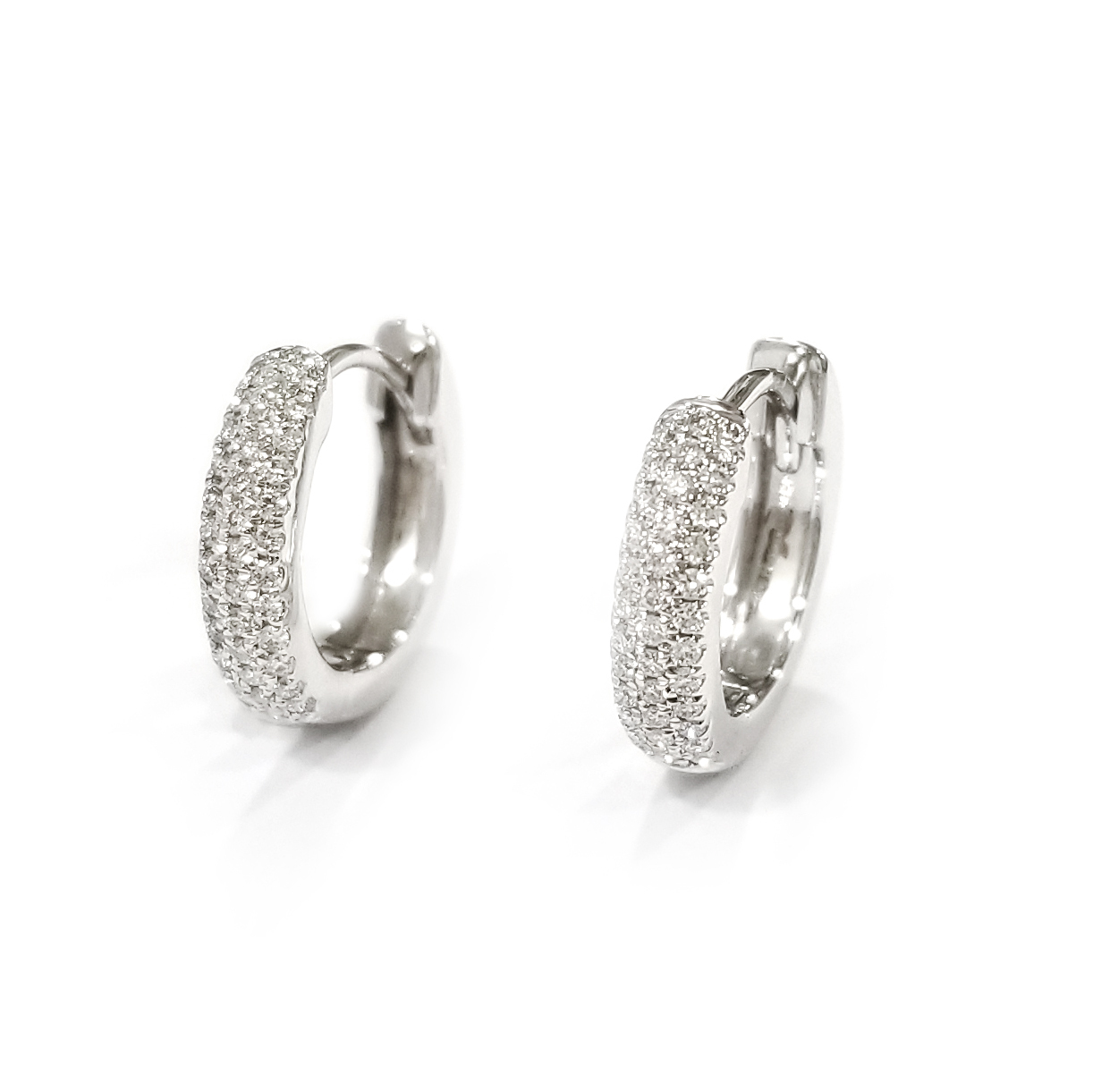 18K白金天然鑽石圈圈耳環