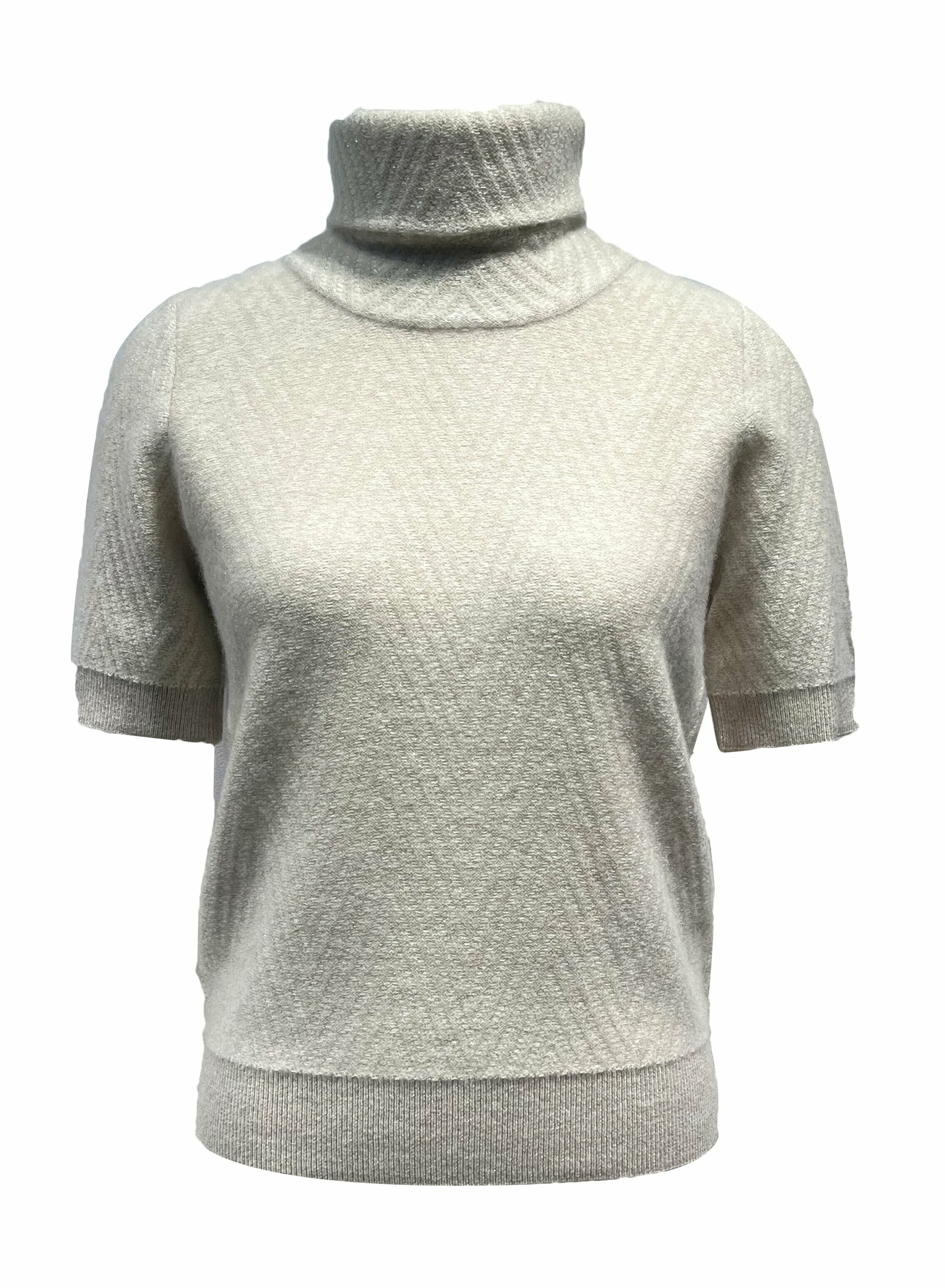 BD15207A1 巴黎奶霜高領短袖針織上衣