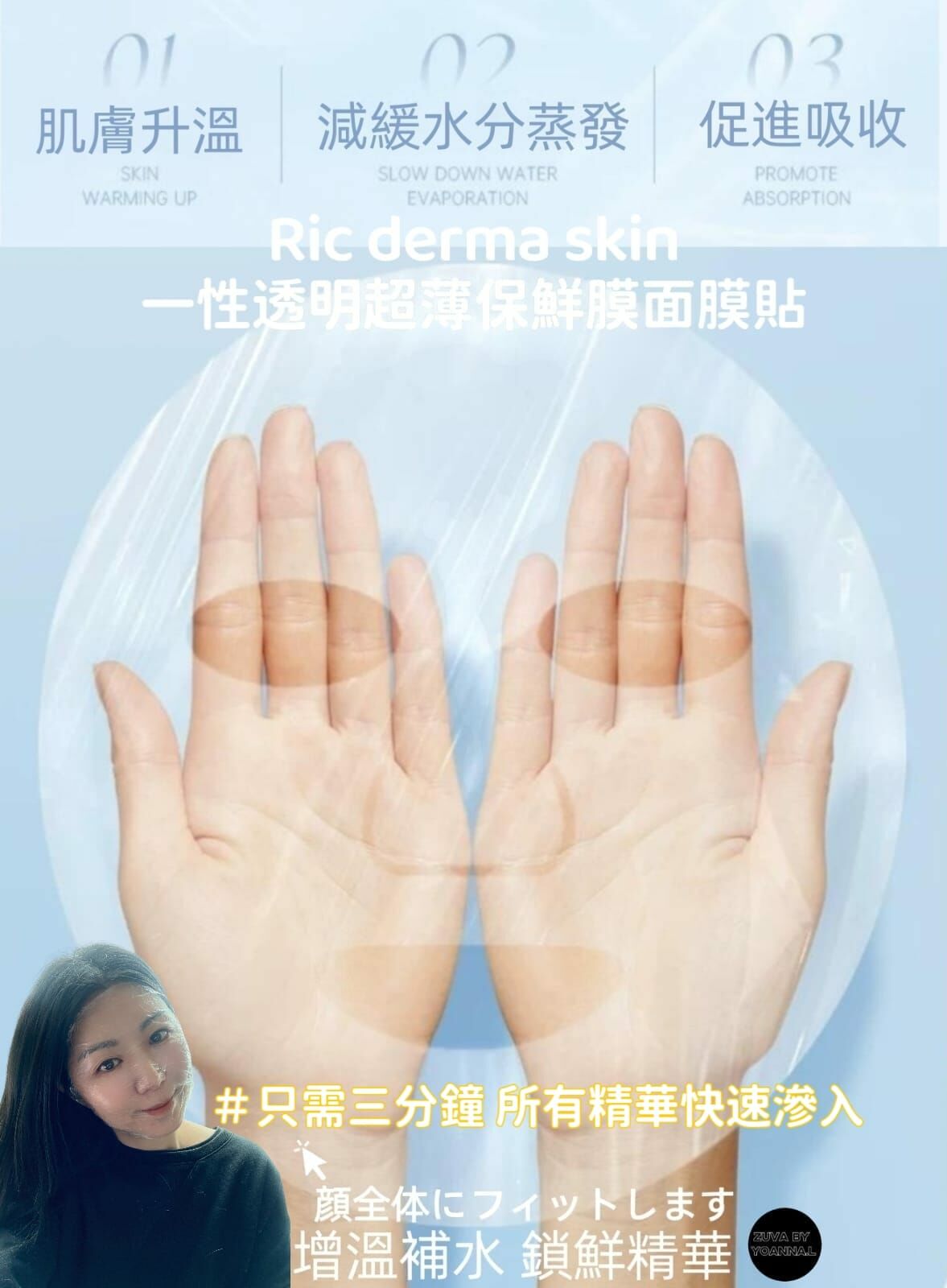 日本Ric derma skin一性透明超薄保鮮膜面膜貼R421✨【專業美容院專用！】✨