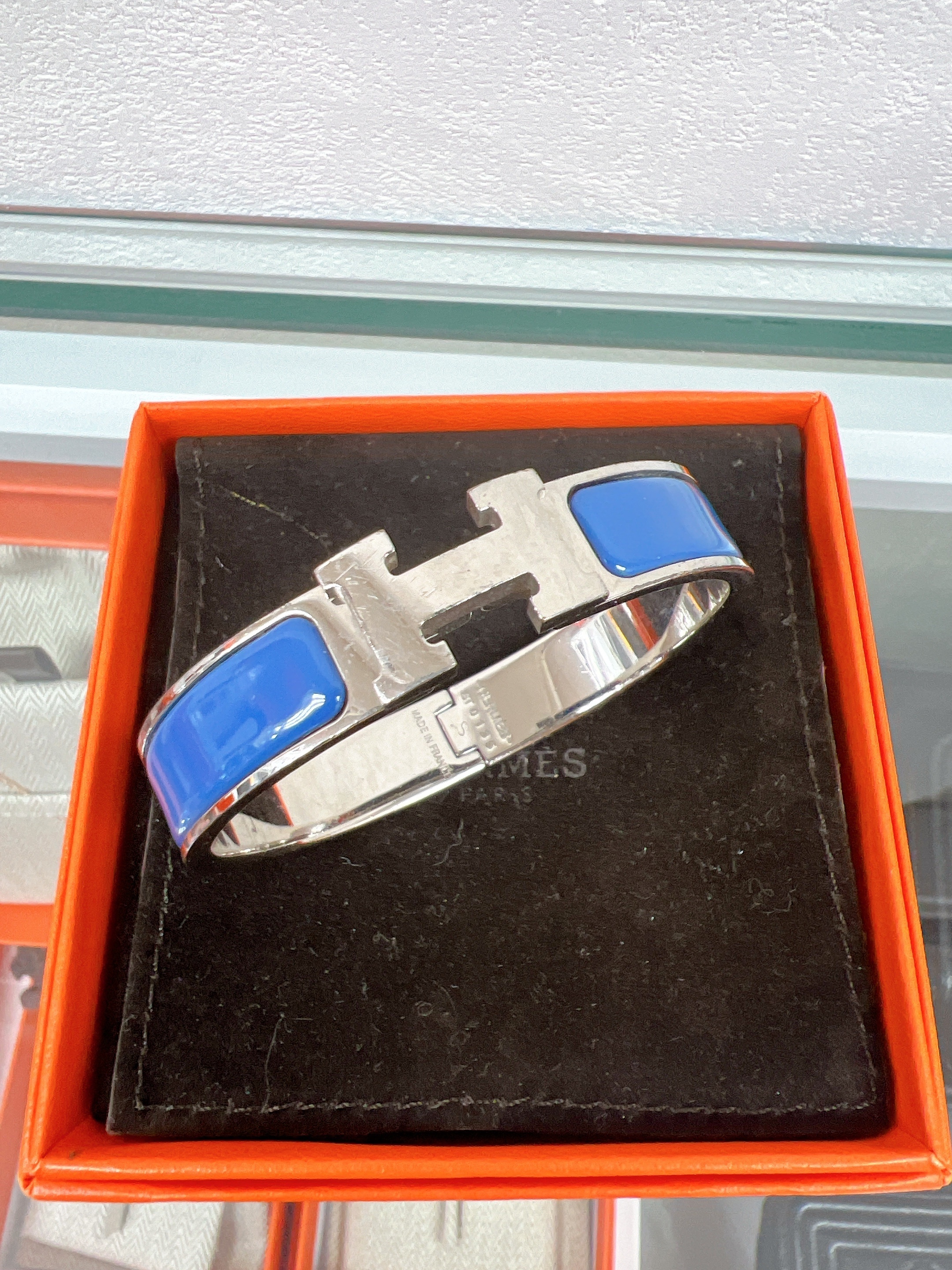 Hermes clic h bracelet PM (blue/ silver)