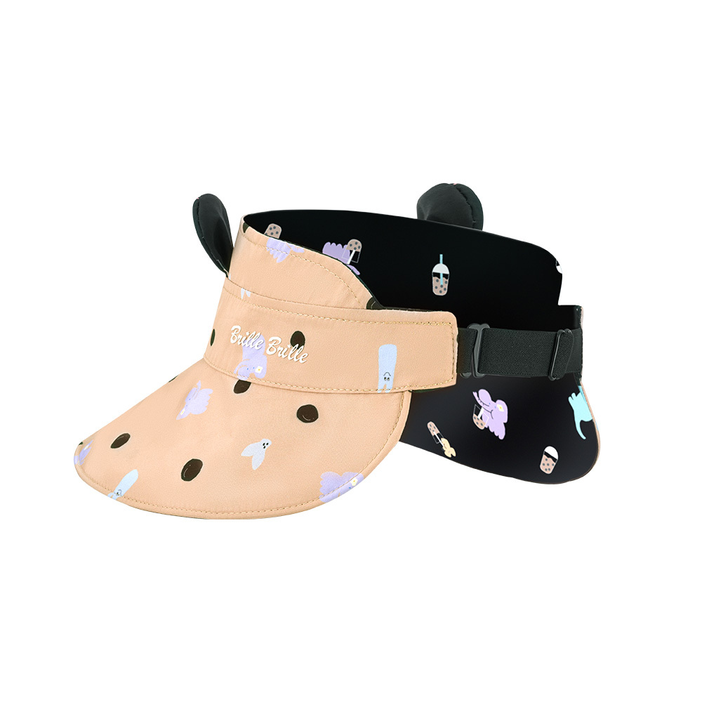 台灣BrilleBrille UPF50+物理防曬鬆緊版雙面中空帽 - 珍珠奶茶/咘哩手搖飲 (禮盒包裝)（大人也可戴）