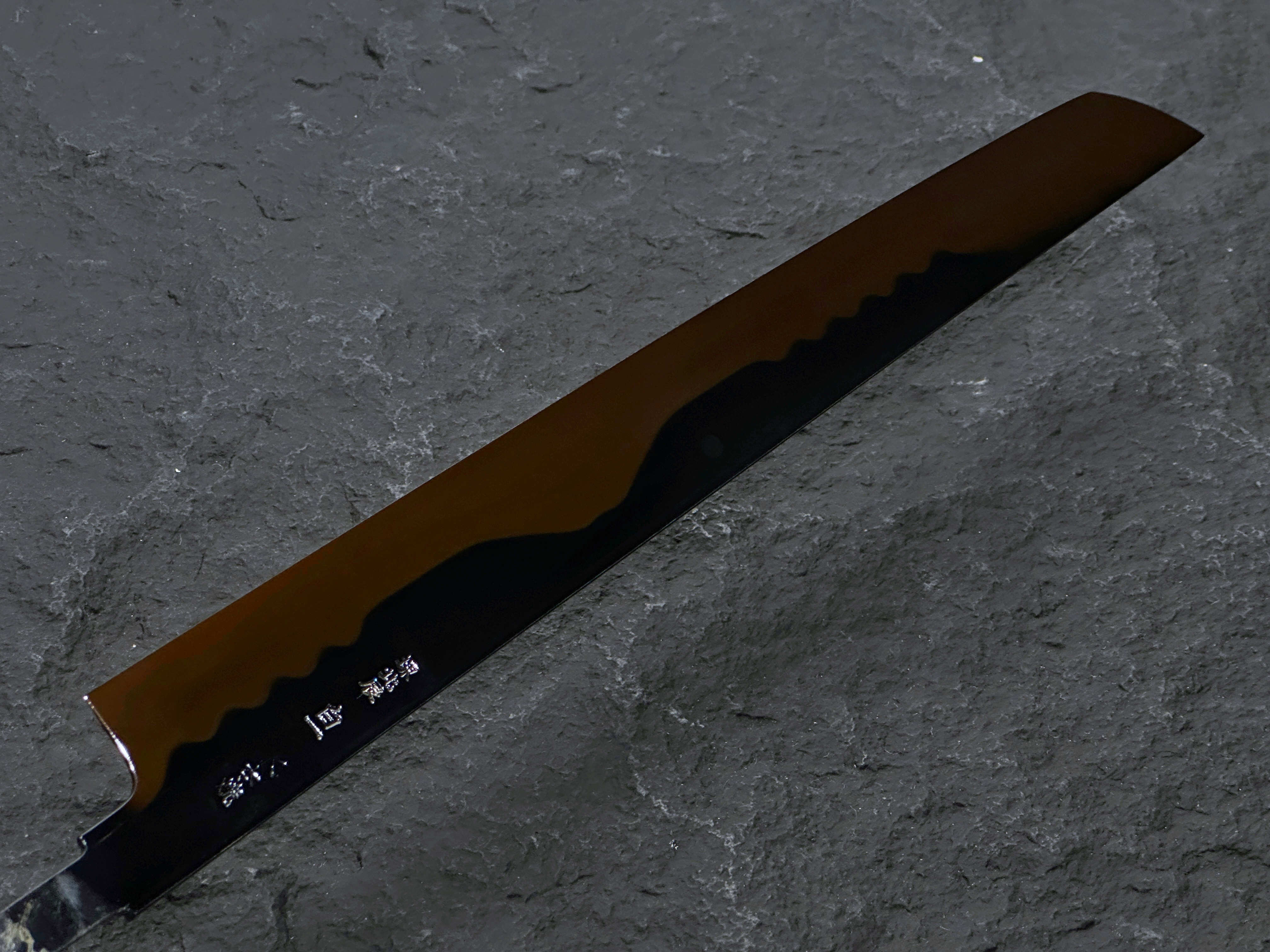 富士山 満月 池田美和 水本焼(白一鋼) 切付柳刃300mm 黒檀水牛柄 富士山 満月 池田美和 水本焼(白一鋼) 切付柳刃300mm 黒檀