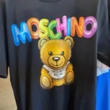 [S] MOSCHINO COLORFULL LOGO LETTERING WITH TEDDY BEAR PRINT T-SHIRT,BLACK, 321DT070104411555 (SM893)