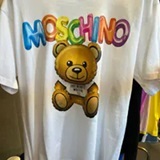 [S] MOSCHINO COLORFULL LOGO LETTERING WITH TEDDY BEAR PRINT T-SHIRT,WHITE, 321DT070104411001 (SM894)