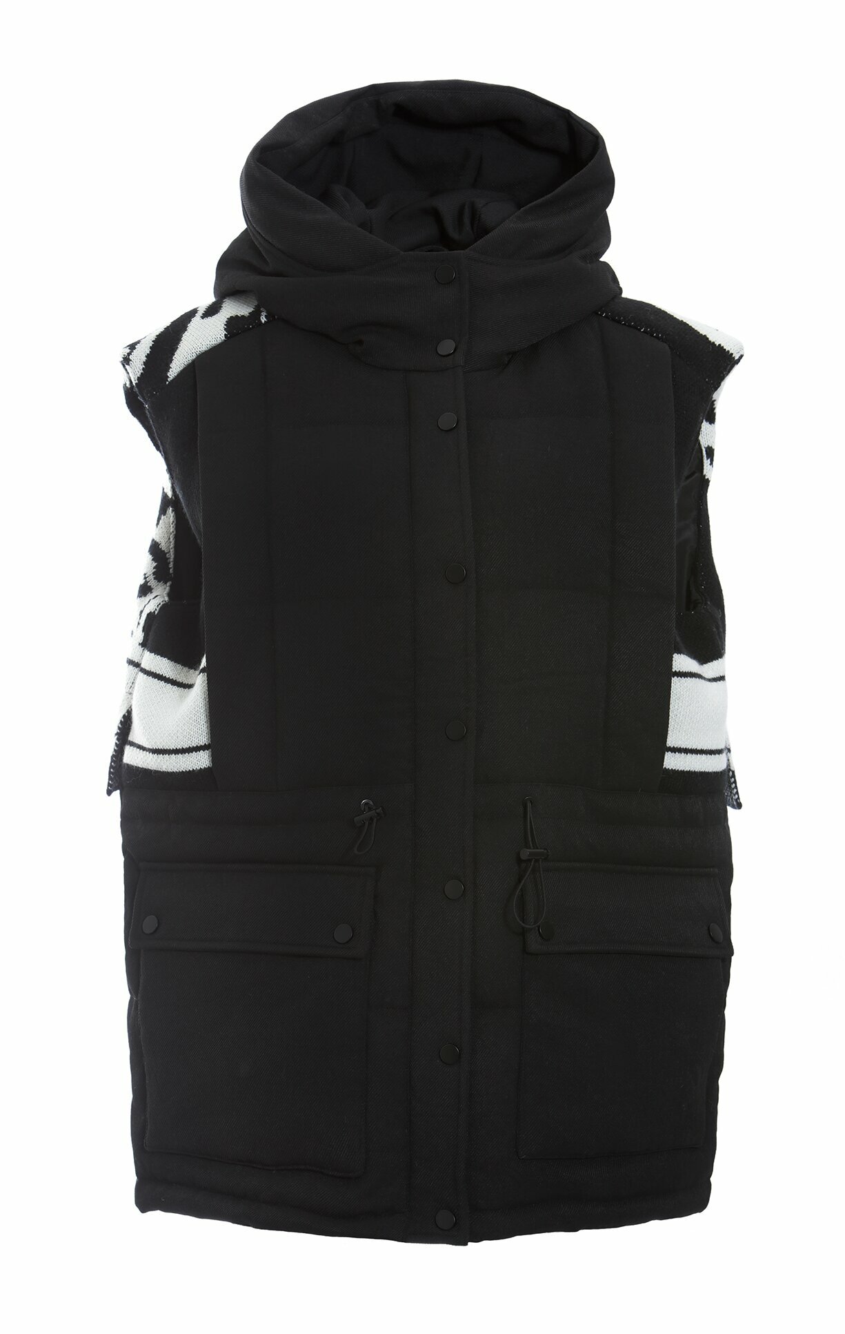 BD15402Y1 黑霧城市機能圖騰拼接針織輕量羽絨背心 (鵝絨)*