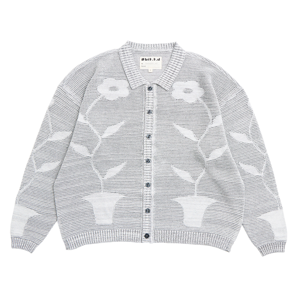 Hai'an Road Flower Pointelle Cardigan Gray