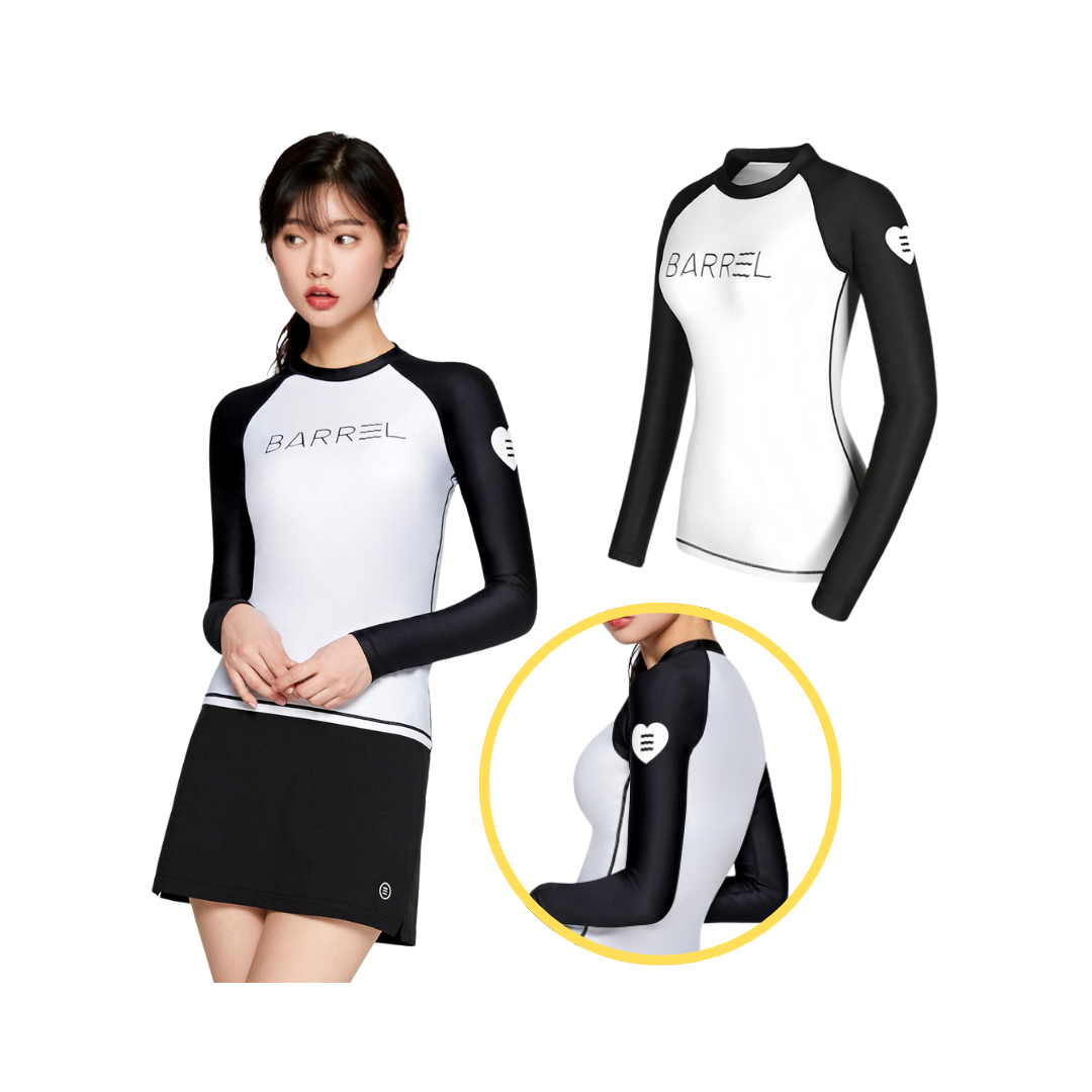 ▲BARREL EVE 女款撞色防曬衣 白身黑袖