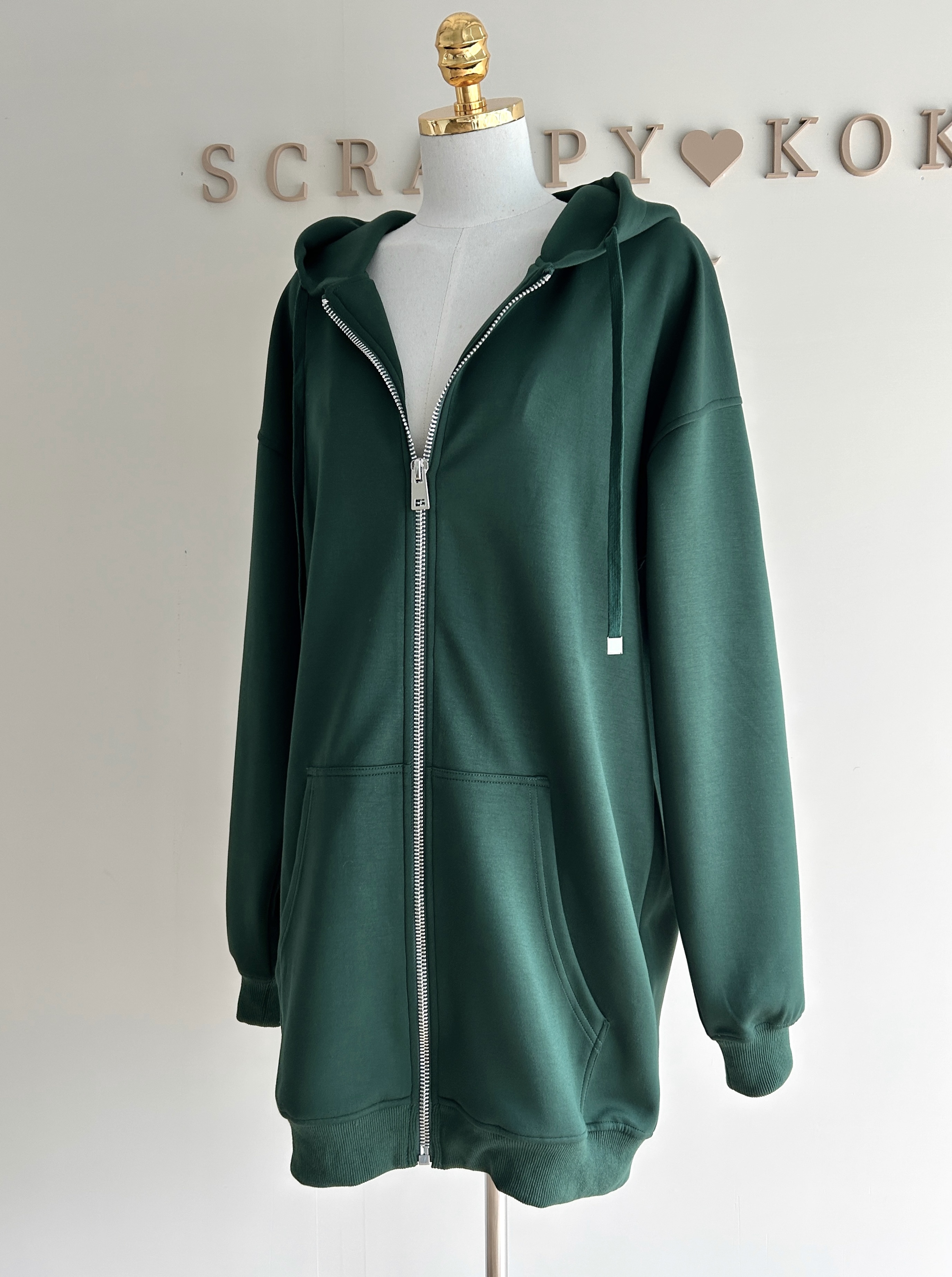 Casual 長版太空棉連帽外套