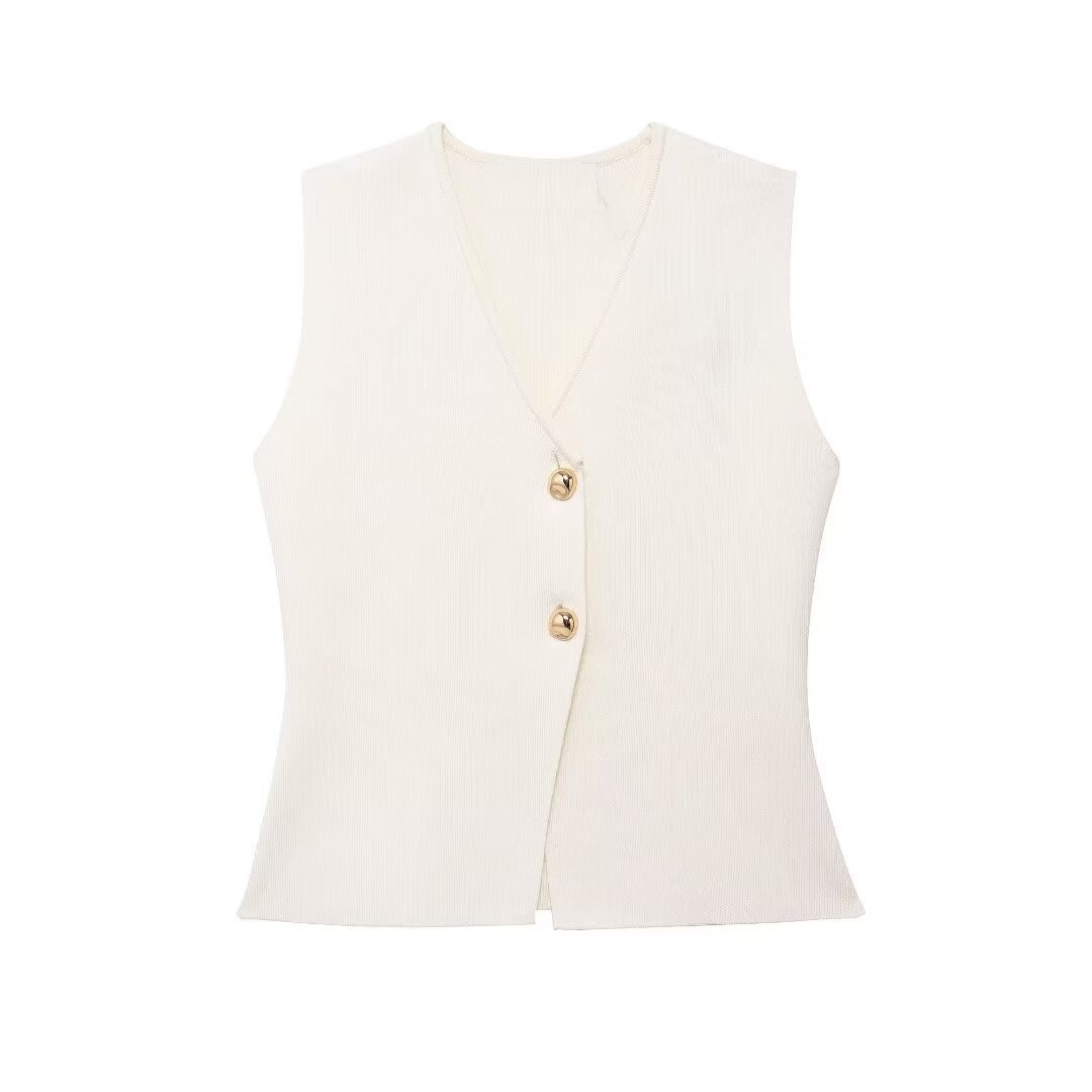 老前風 金釦針織背心(藍/黑/白/酒紅)