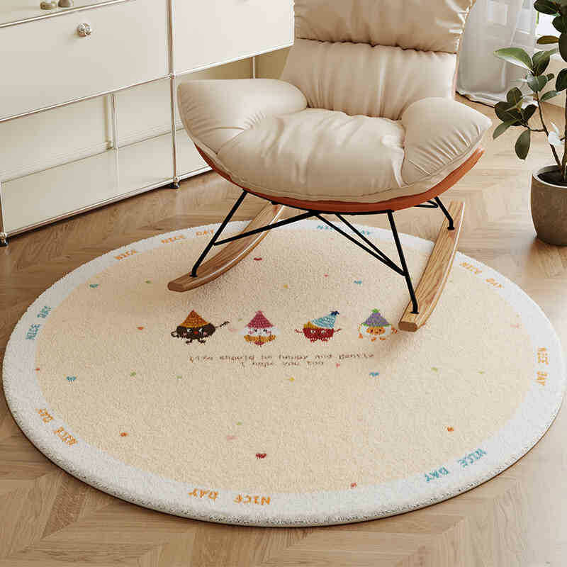 《5658》美式復古小圖圓形地毯((仿羊絨))